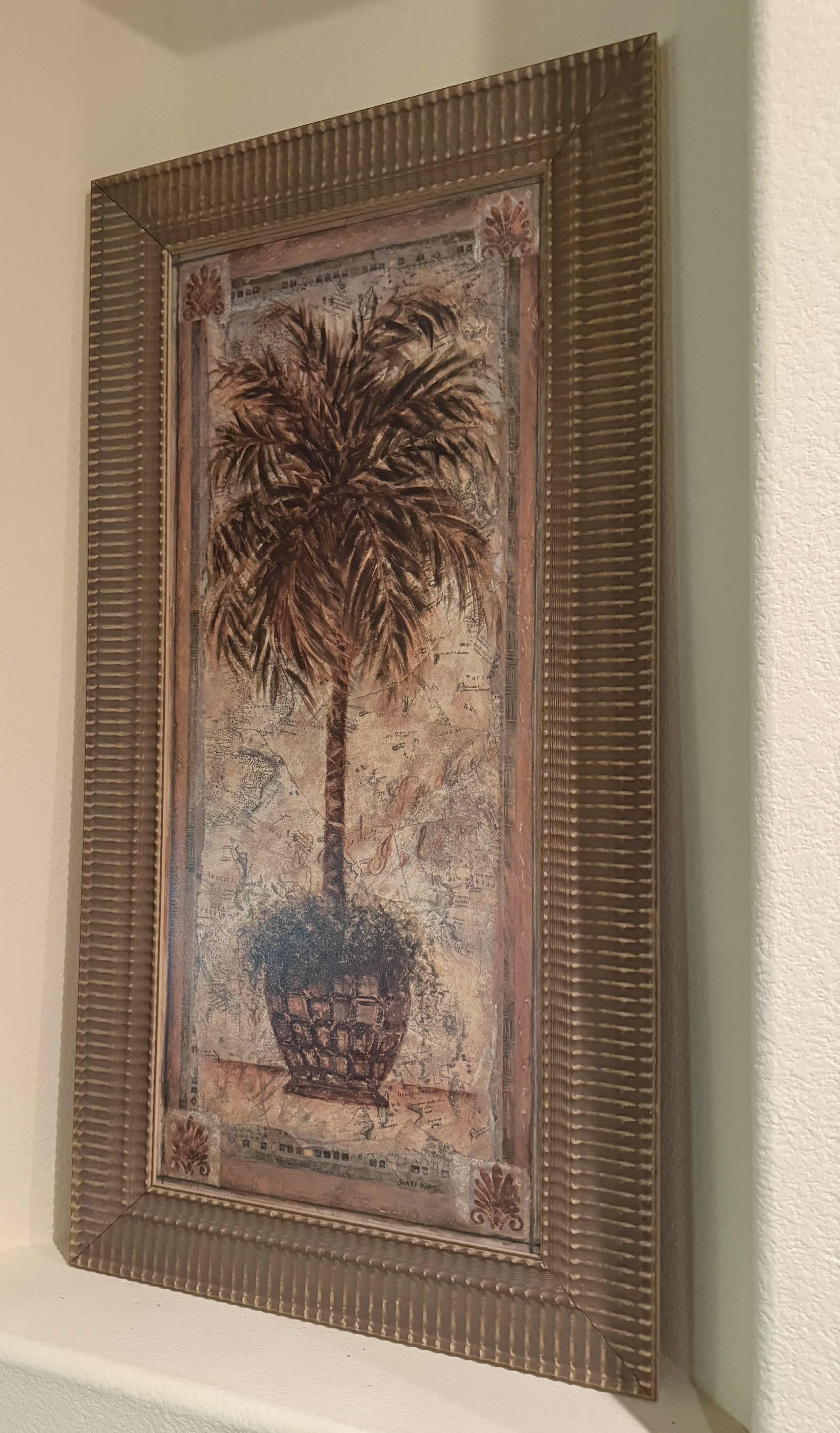 Photo 1 of COPPER FRAMED PALM TREE ARTWORK-ARTIST SIGNED 46”x23”