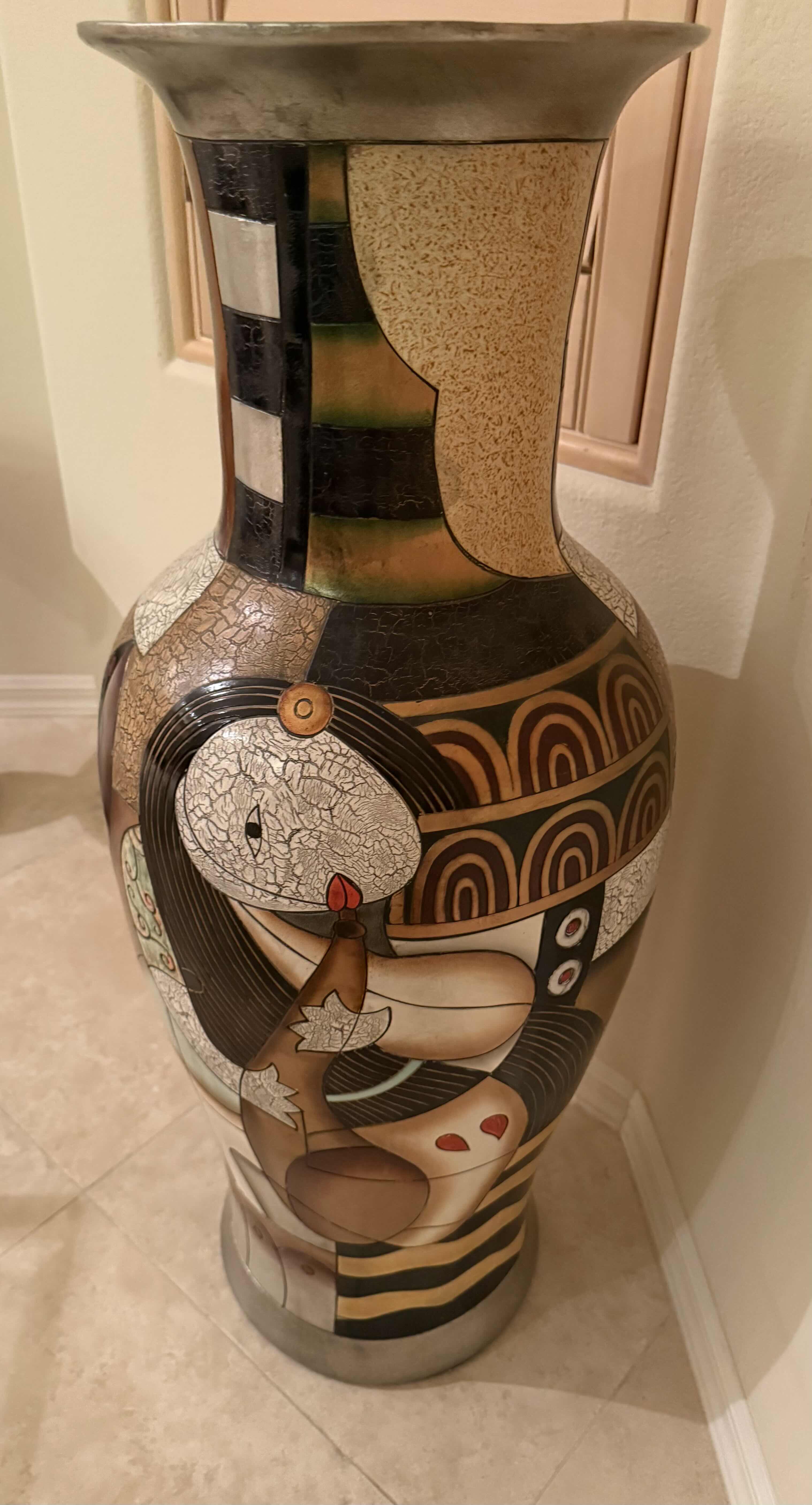 Photo 1 of HEAVY COPPER ABSTRACT VASE H36”
