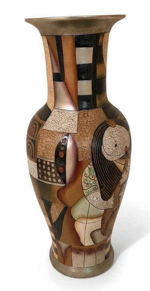 Photo 1 of HEAVY COPPER ABSTRACT VASE H36”