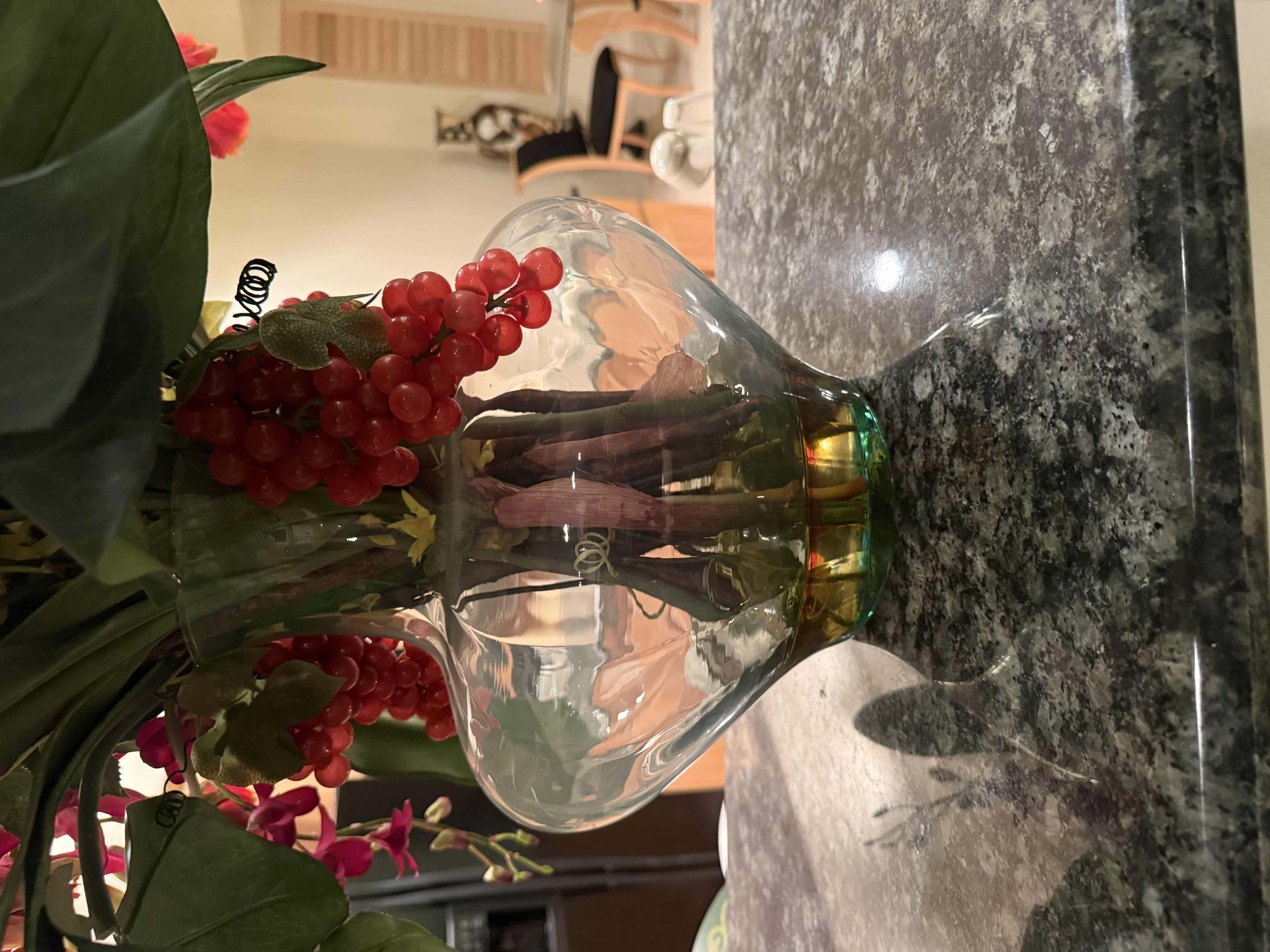 Photo 1 of FAUX FLORAL ARRANGEMENT IN GLASS VASE H35”