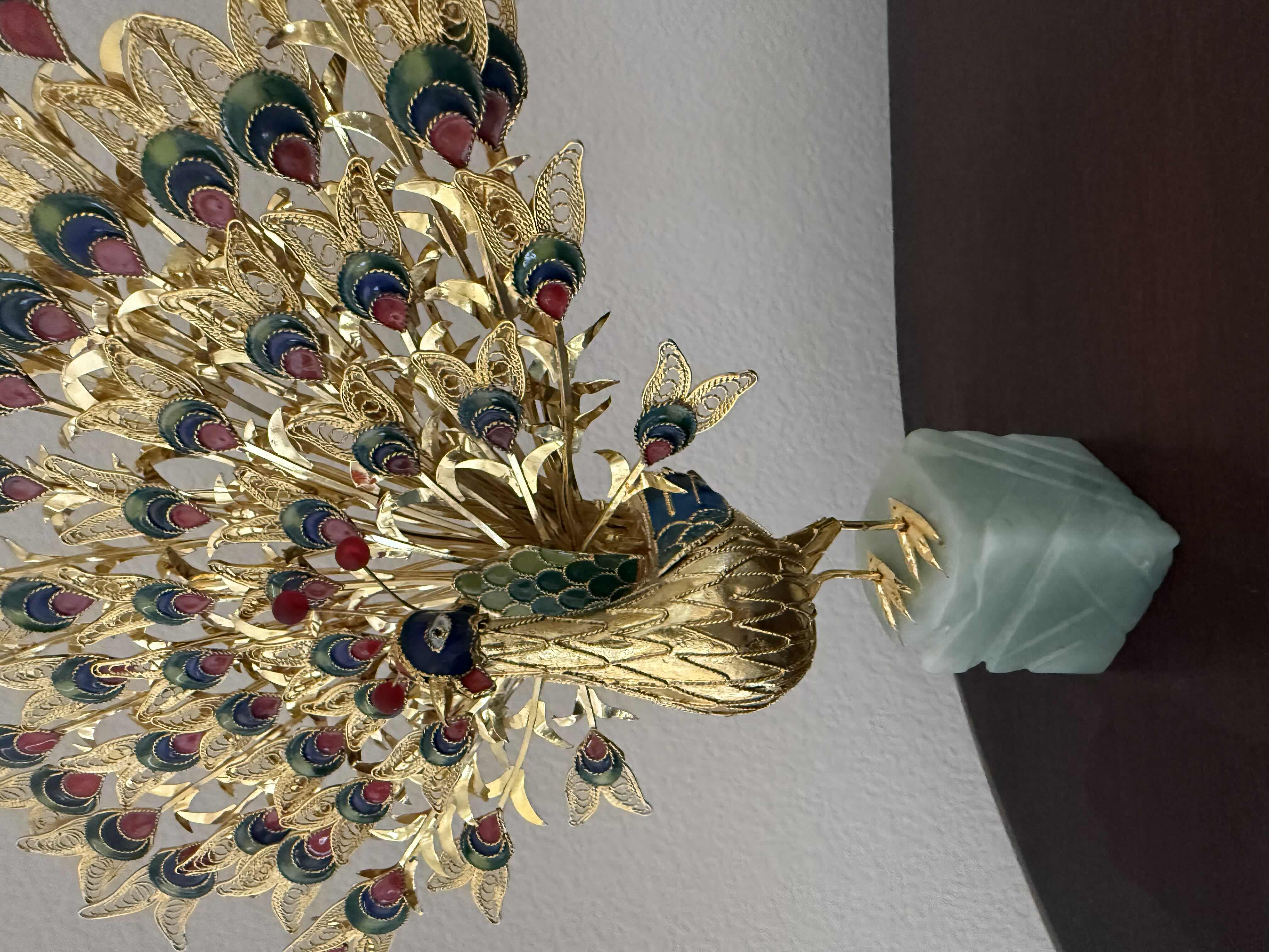 Photo 1 of GOLD PEACOCK ON MARBLE STAND H12”