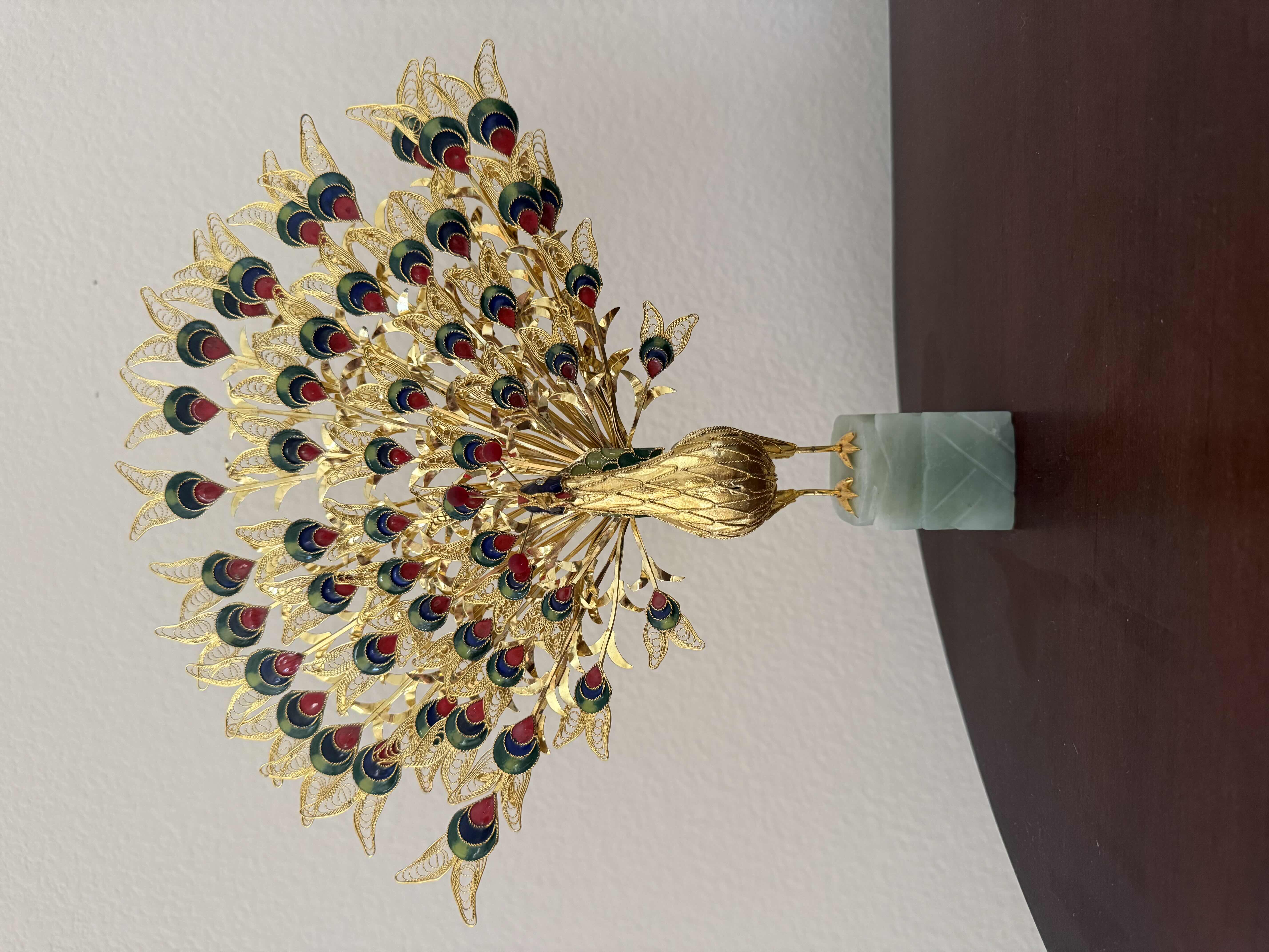 Photo 1 of GOLD PEACOCK ON MARBLE STAND H12”
