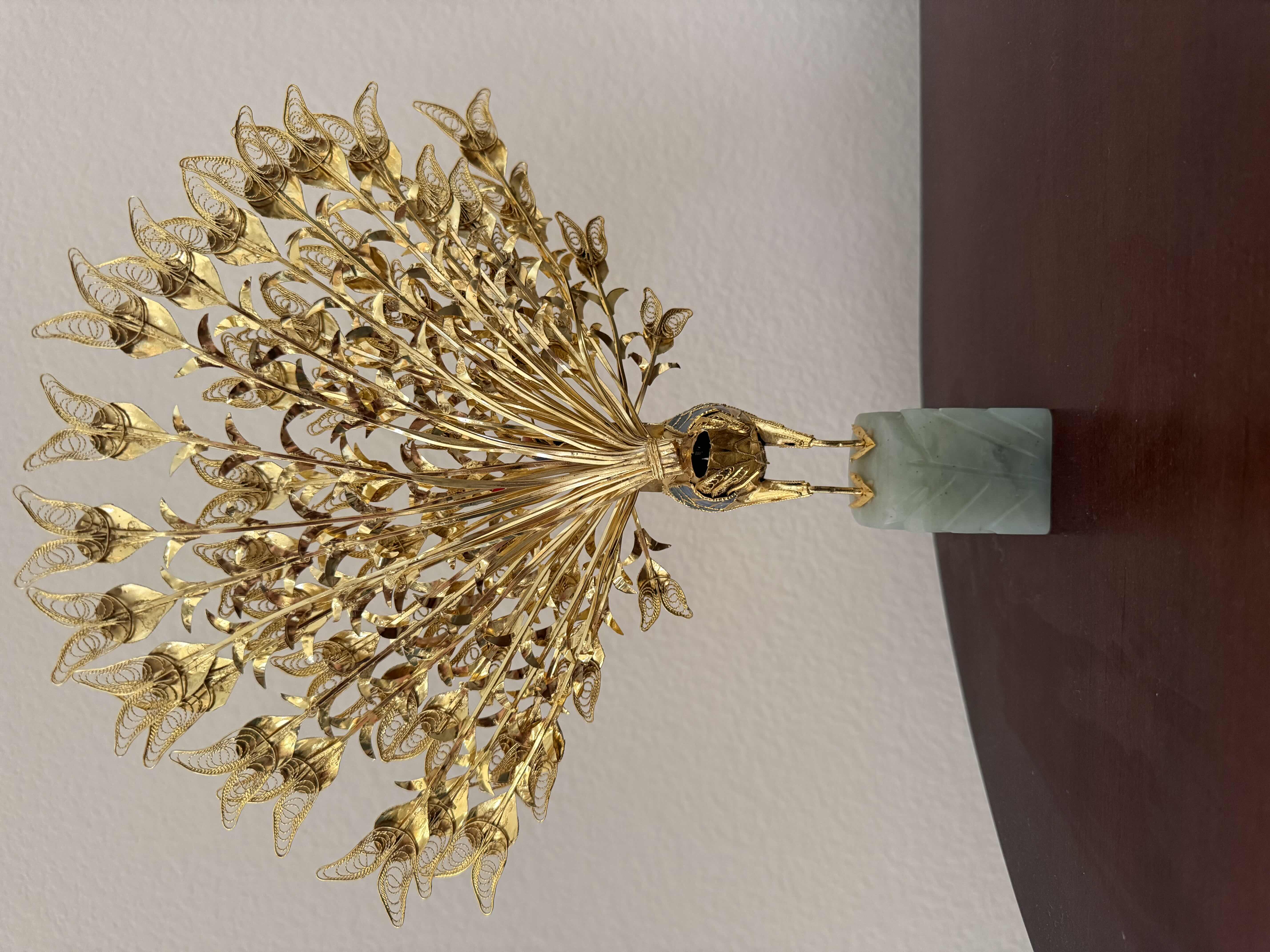 Photo 1 of GOLD PEACOCK ON MARBLE STAND H12”