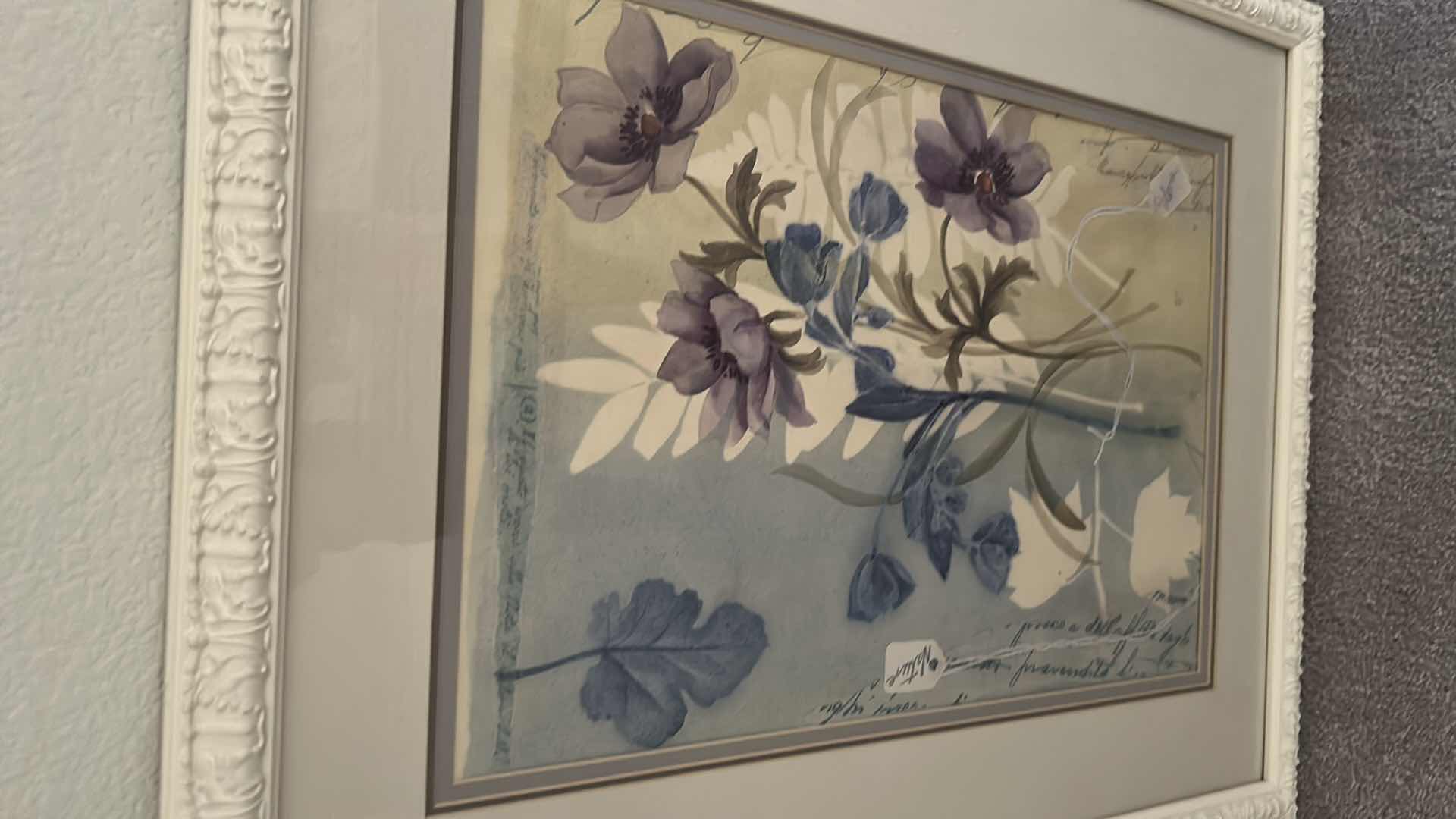 Photo 1 of 2- WHITE FRAMED FLORAL BOTANICAL PRINTS 18" X 23"