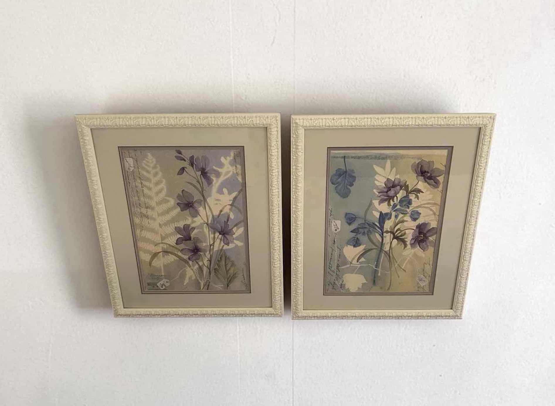 Photo 1 of 2- WHITE FRAMED FLORAL BOTANICAL PRINTS 18" X 23"