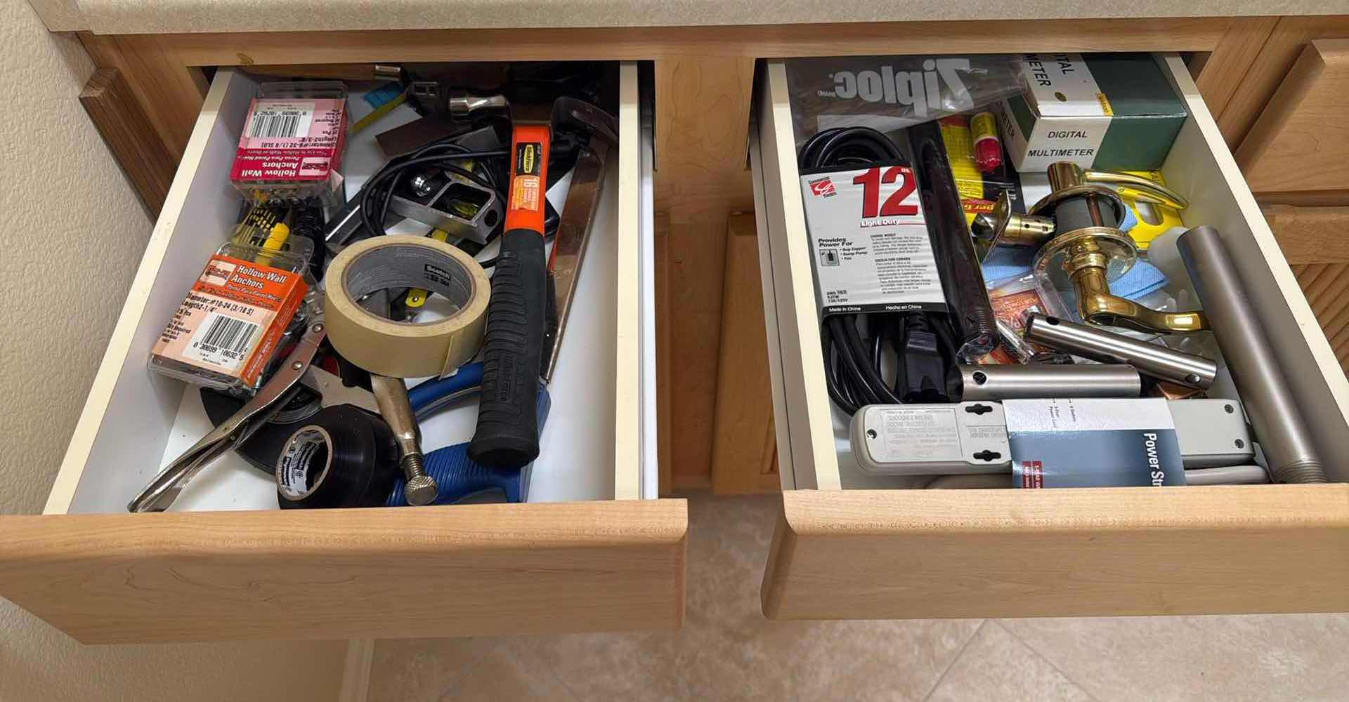 Photo 1 of CONTENTS OF 2 LAUNDRY ROOM DRAWERS-MISC HOME HARDWARE & TOOLS