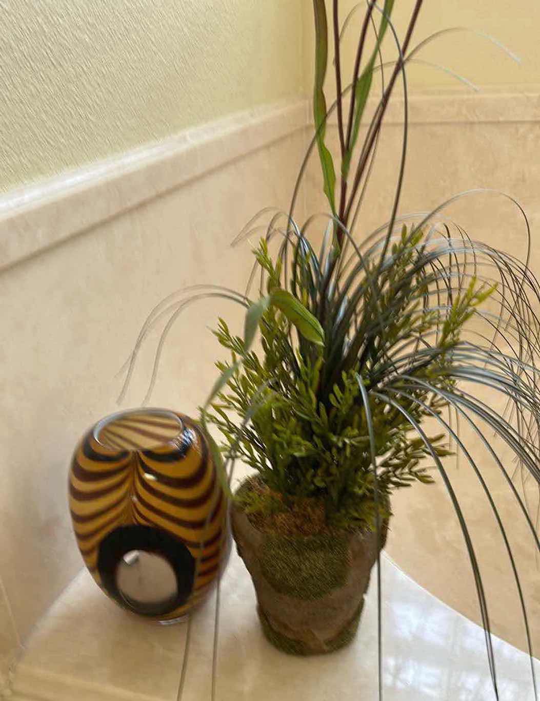 Photo 1 of FAUX ARRANGEMENT GLASS CANDLE HOLDER