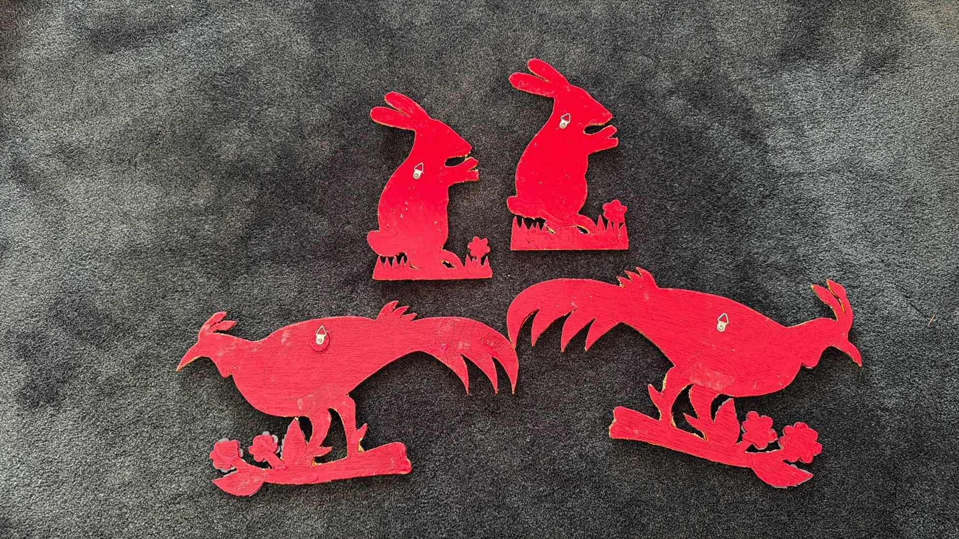 View 4 of 4-BIRDS &RABBITS ON WOOD W GLASS COLOR FINISH