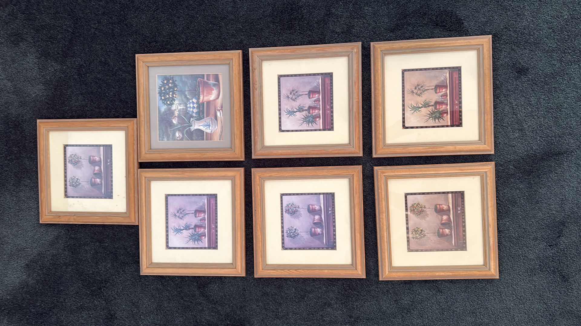 Photo 1 of 7-WOOD FRAMED “PLANTS”ARTWORK 9”x9”