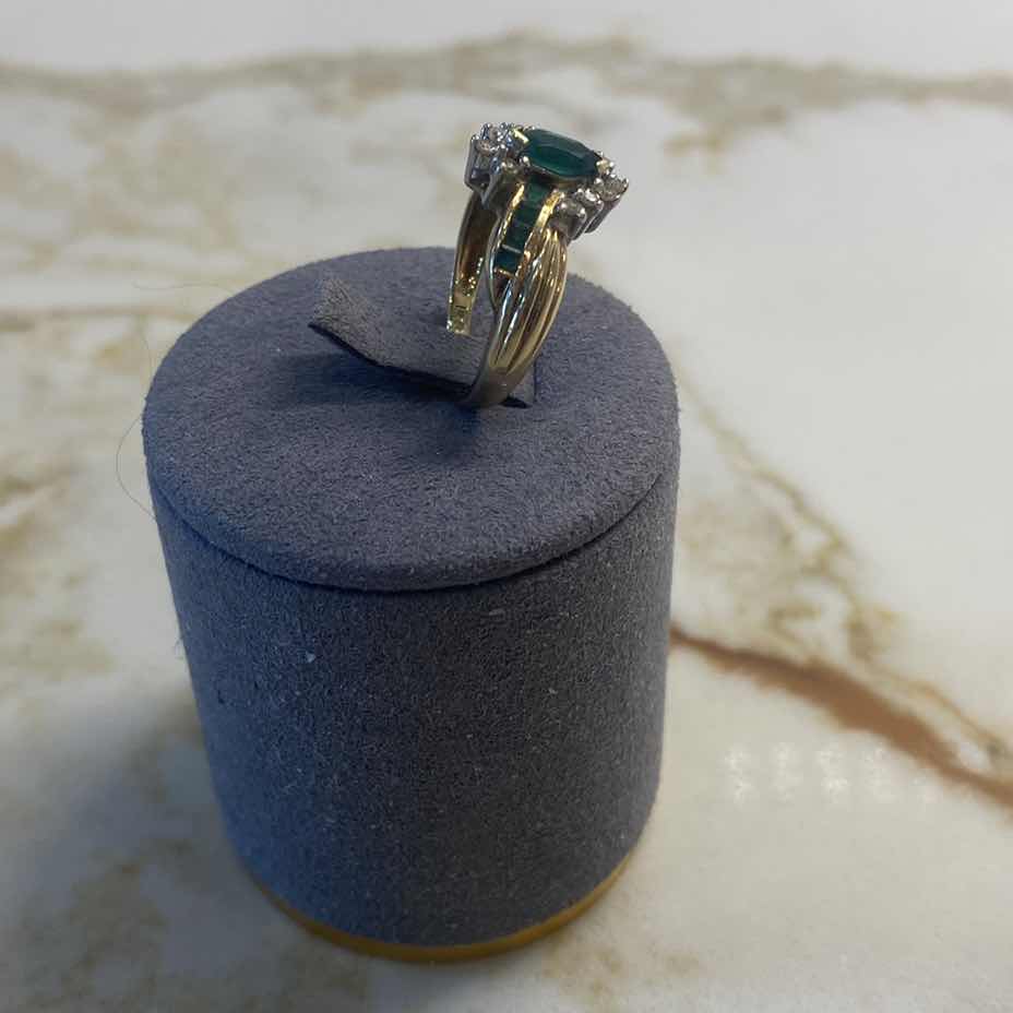 View 5 of 10K YELLOW GOLD W 0.50ctw EMERALD AND 0.25ctw DIAMOND RING 2.7G (APPROXIMATE SIZE 5–6) #18