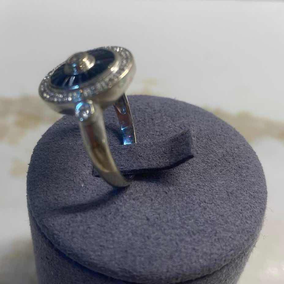 View 3 of 14K WHITE GOLD W 0.25ctw SAPPHIRE & DIAMOND RING 3.75G (APPROXIMATE SIZE 6–7) #63