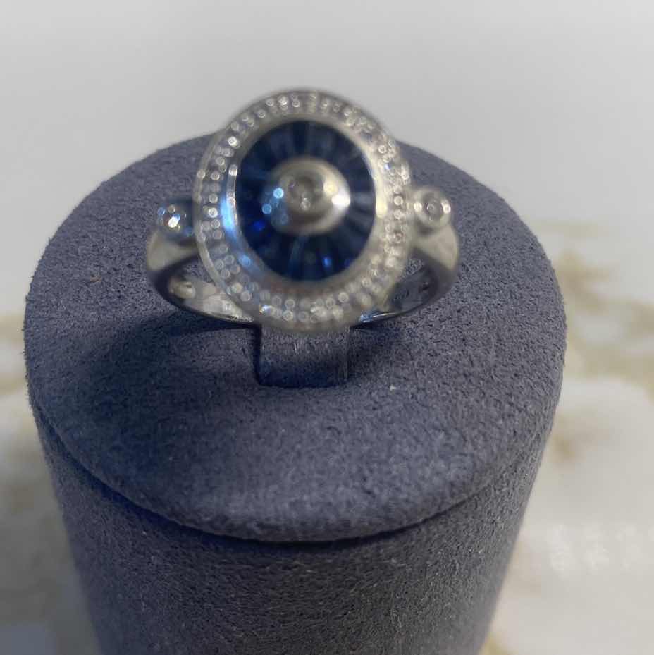 View 2 of 14K WHITE GOLD W 0.25ctw SAPPHIRE & DIAMOND RING 3.75G (APPROXIMATE SIZE 6–7) #63