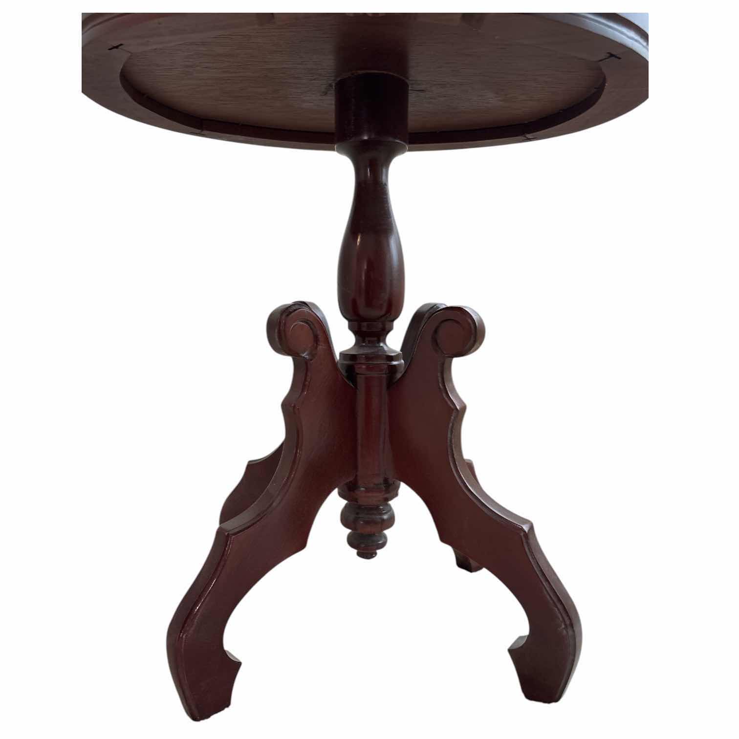 Photo 1 of VICTORIAN STYLE MAHOGANY PEDESTAL W WHITE MARBLE TOP AND CARVED ROSE EMBELLISHMENTS 22”X16”H24.5”
