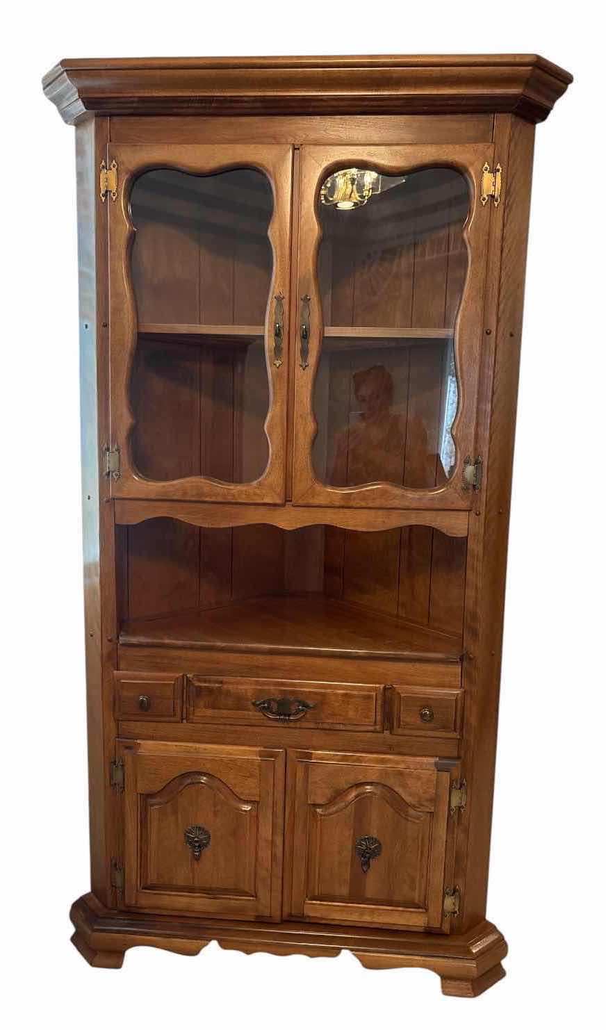 Photo 1 of VINTAGE NUCAL LIGHT OAK CORNER CABINET 48”X23”H77”