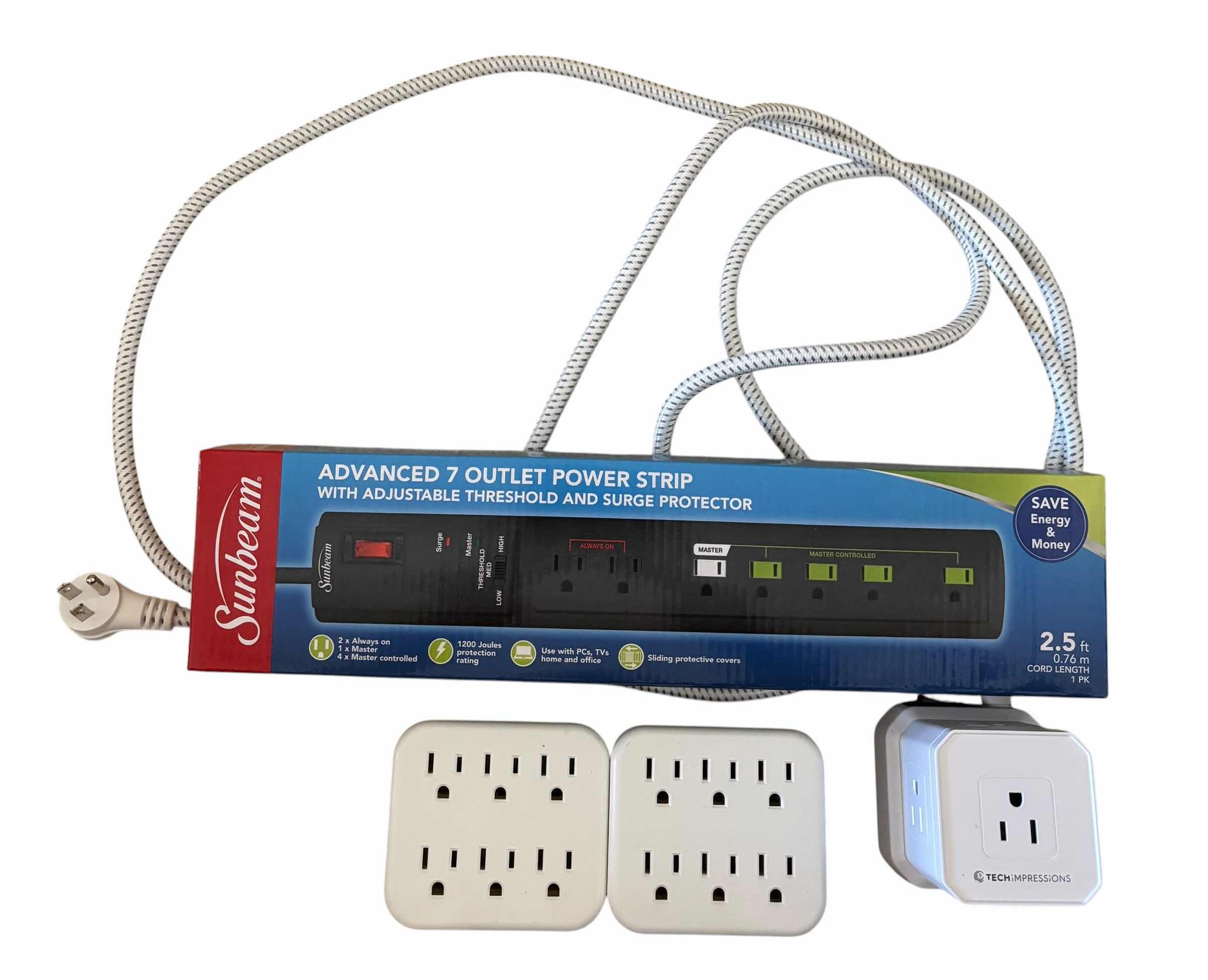 Photo 1 of TECH IMPRESSIONS CUBE POWER STRIP, NIB POWER STRIP & 6-OUTLET WALL ADAPTERS (2)