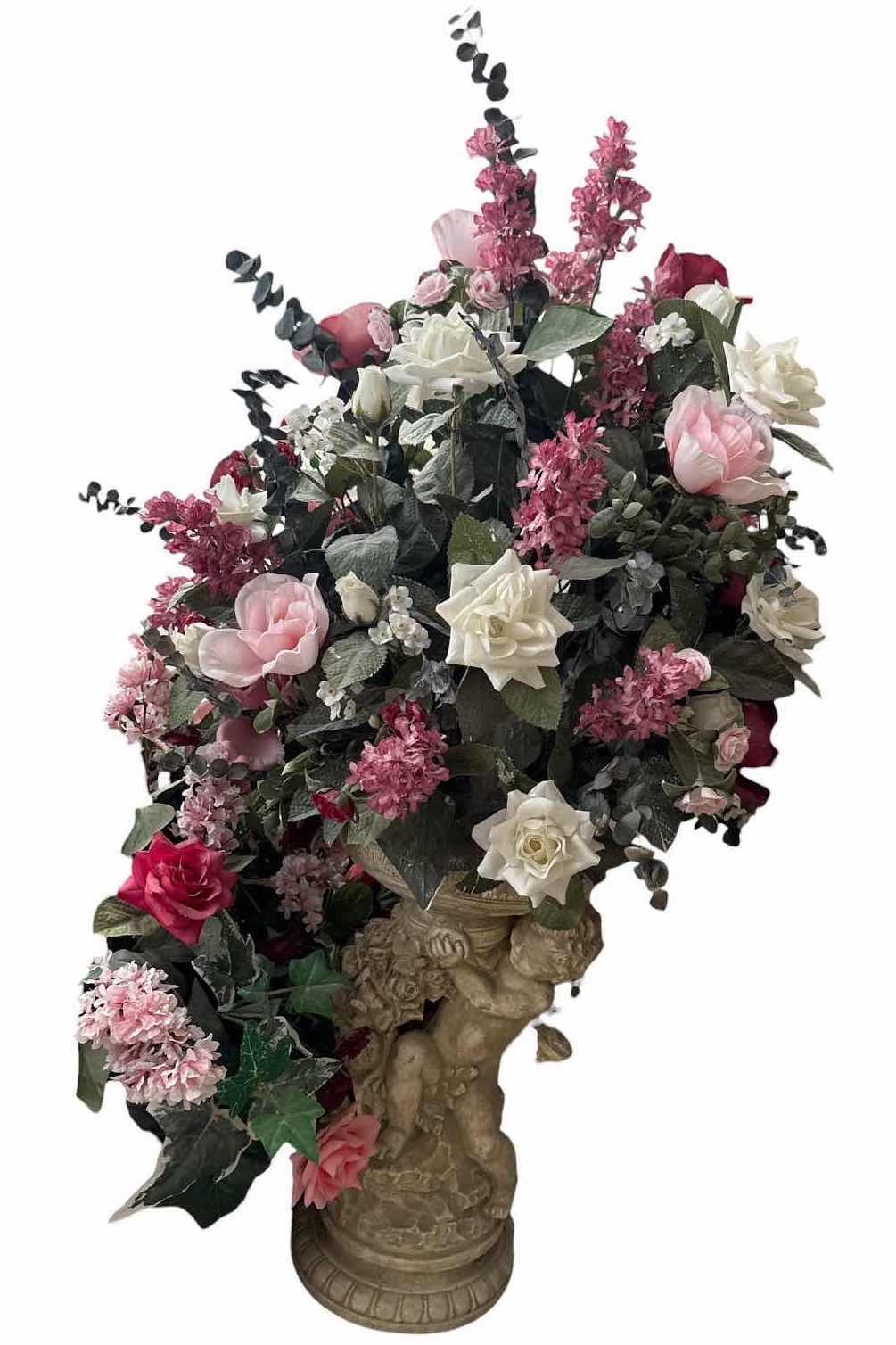 Photo 1 of (8)PCS FAUX PEONIES & ROSES IN BASKETS H36”