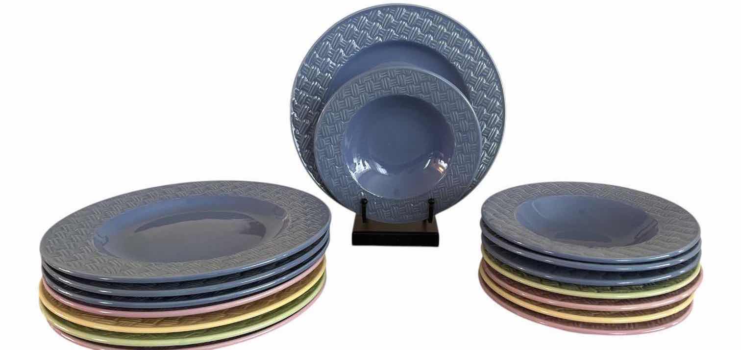 Photo 1 of (16)PCS ROYAL NORFOLK PASTEL DINNER PLATE AND SOUP BOWL D10.5”