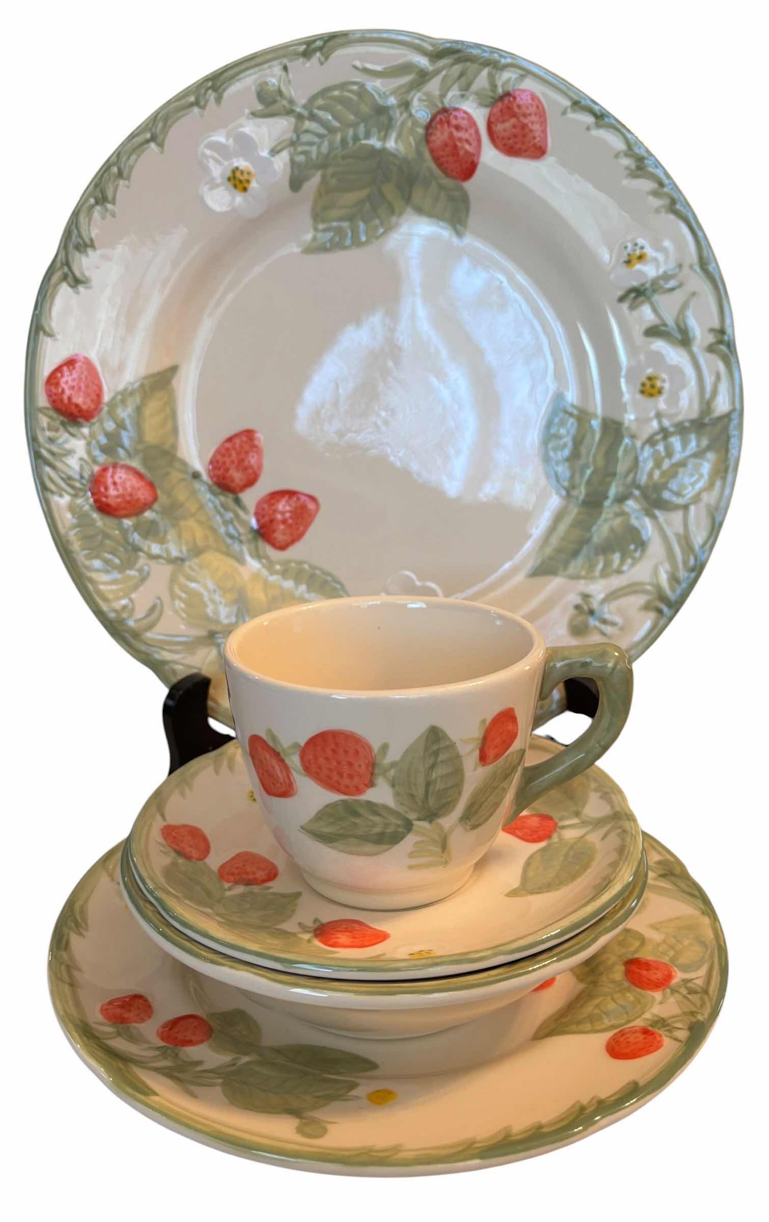 Photo 1 of FRANCISCAN EARTHENWARE STRAWBERRY FAIR PATTERN PLATE & TEACUP SET (5 PIECES)