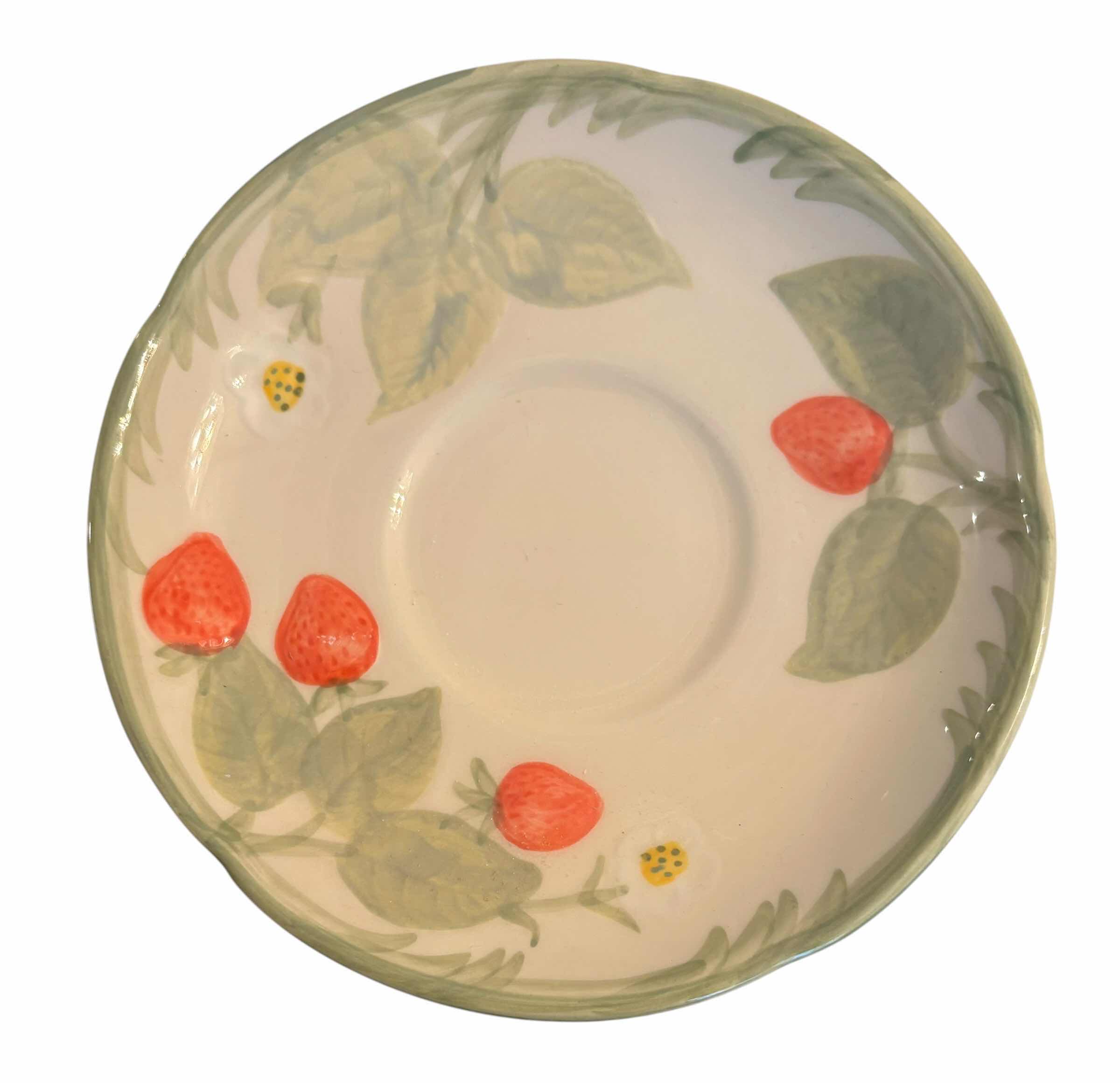Photo 1 of FRANCISCAN EARTHENWARE STRAWBERRY FAIR PATTERN TEA CUPS WITH PLATES - SET OF 6
