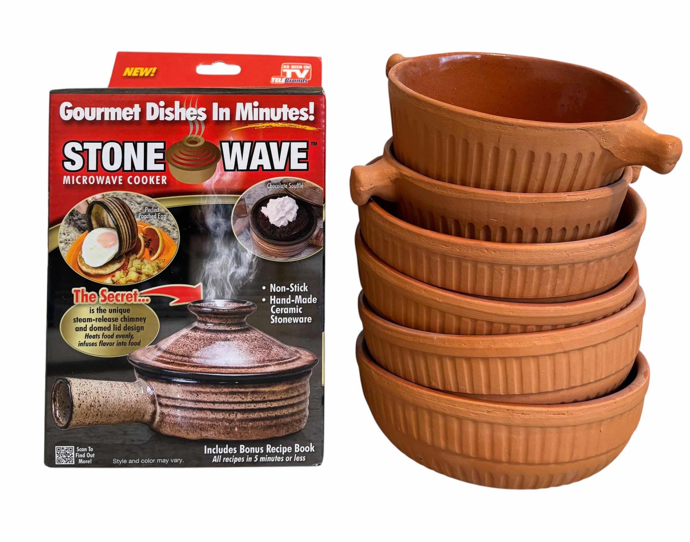 Photo 1 of STONE WAVE MICROWAVE COOKER & S.R.C. TERRACOTTA SERVING BOWLS (6)
