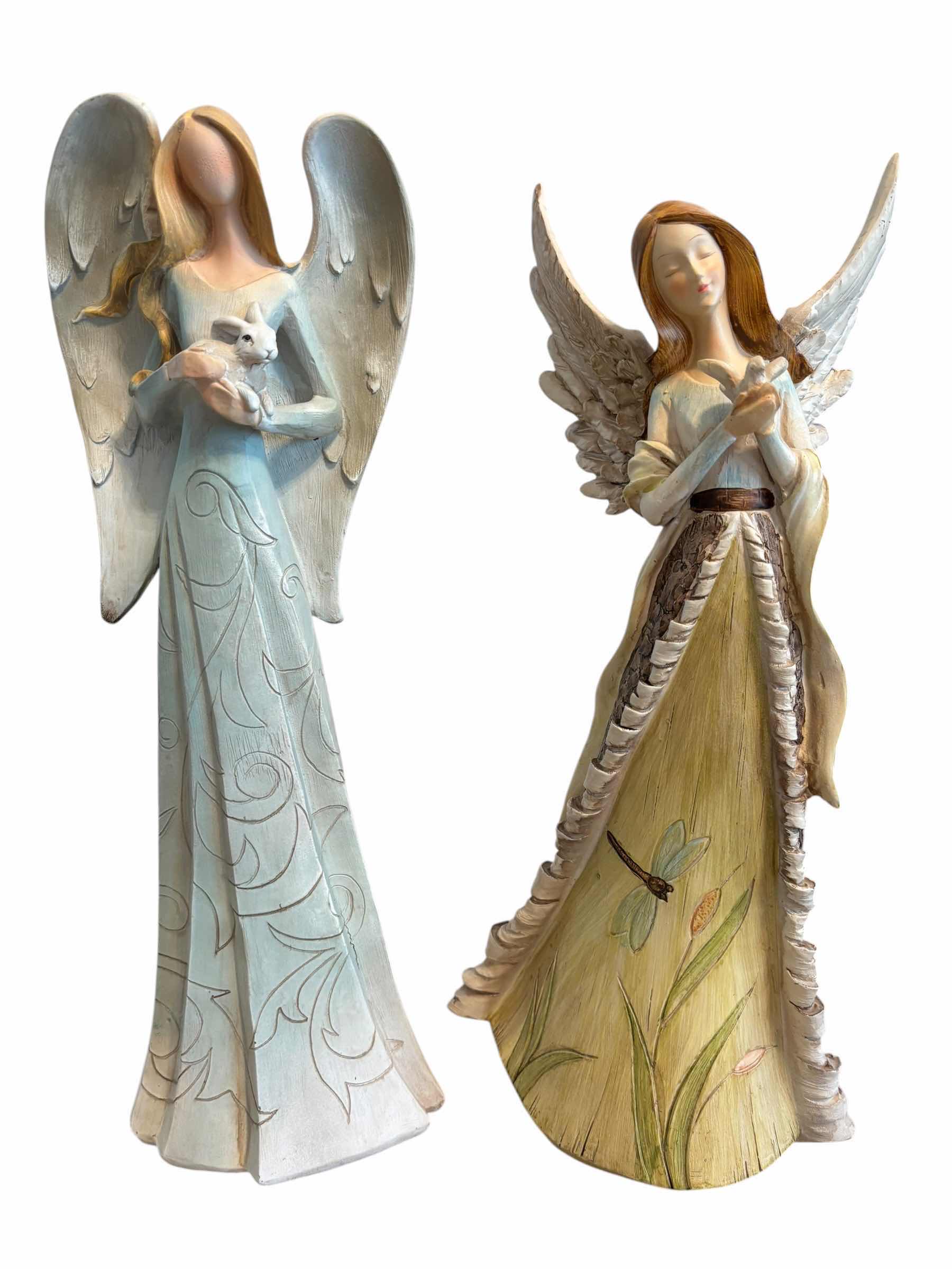 View 1 of DECORATIVE ANGEL FIGURINES (2), TALLEST H13.5”
