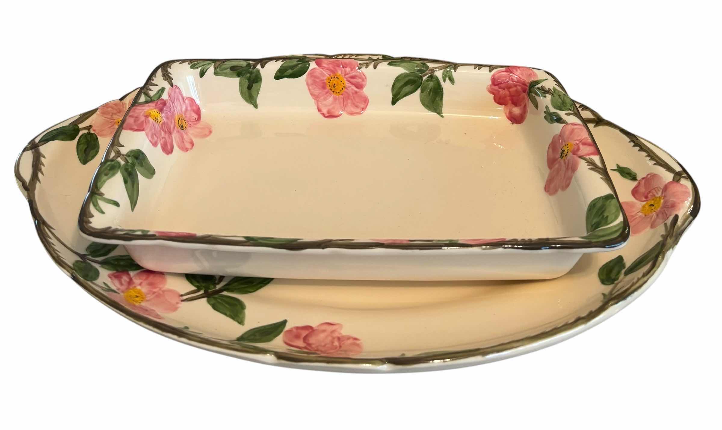 Photo 1 of FRANCISCAN DESERT ROSE SERVING PLATTERS, LARGEST 19.5”L $85