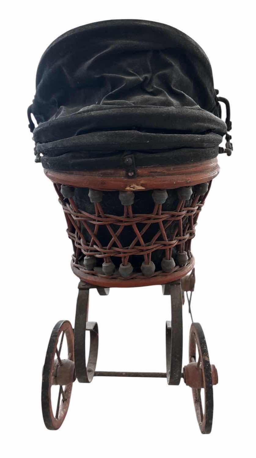 Photo 1 of VINTAGE VICTORIAN STYLE DOLL CARRIAGE WICKEN RATTAN H17”