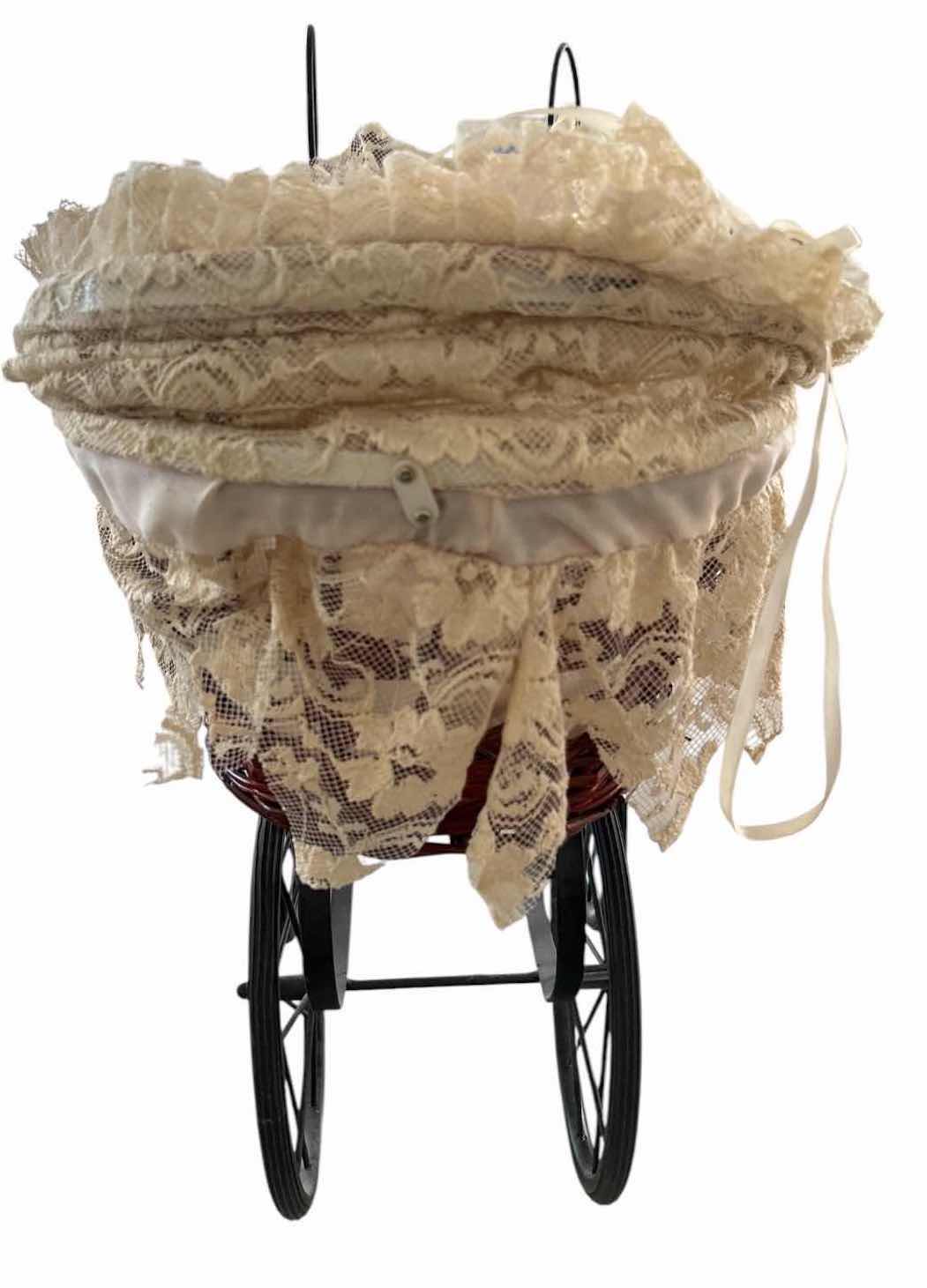 Photo 1 of VINTAGE VICTORIAN PRAM WICKER BODY W LACE INTERIOR H20.5” $110