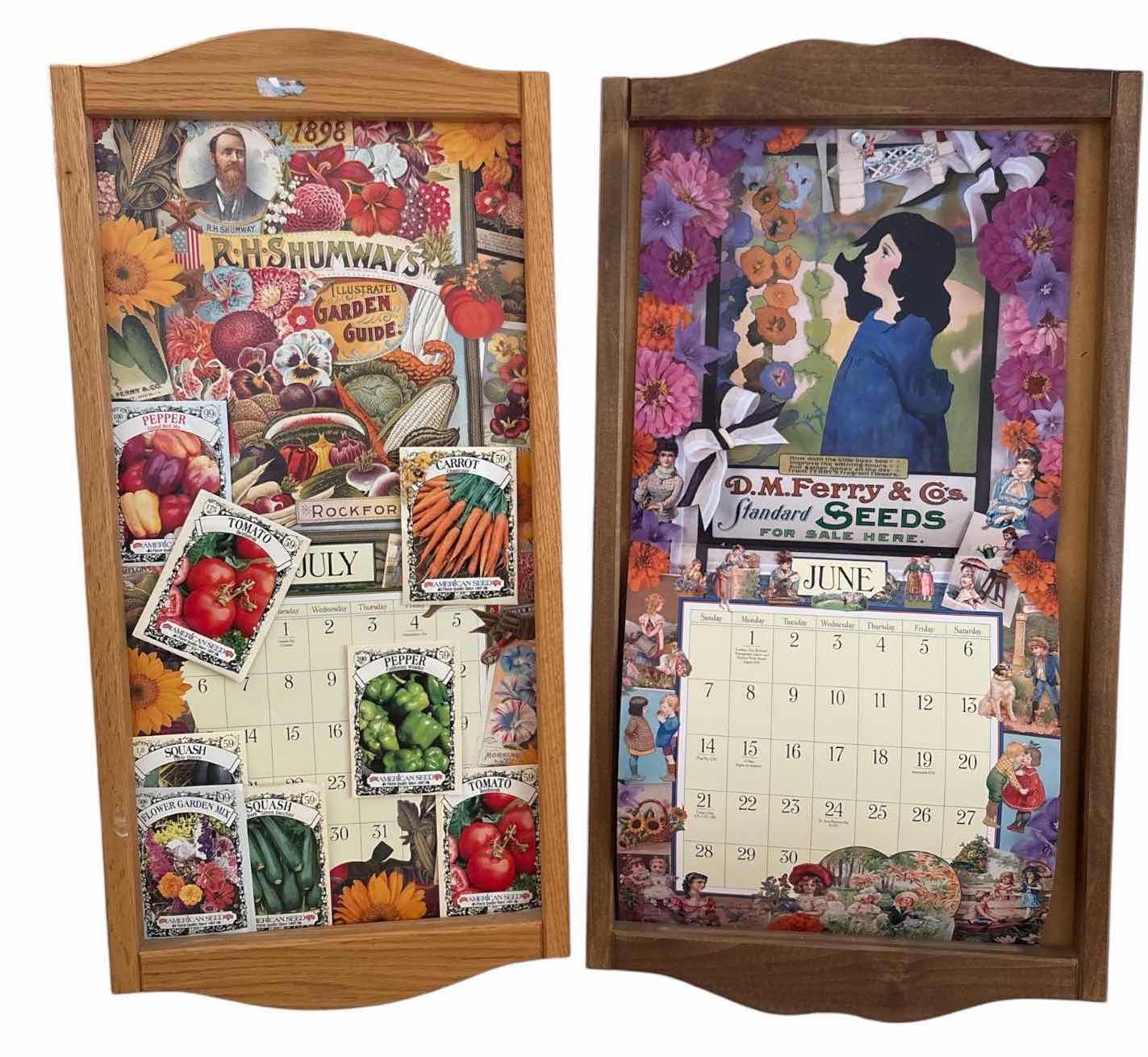 Photo 1 of (2)PCS VINTAGE WOOD WALL CALENDAR HOLDER H27”