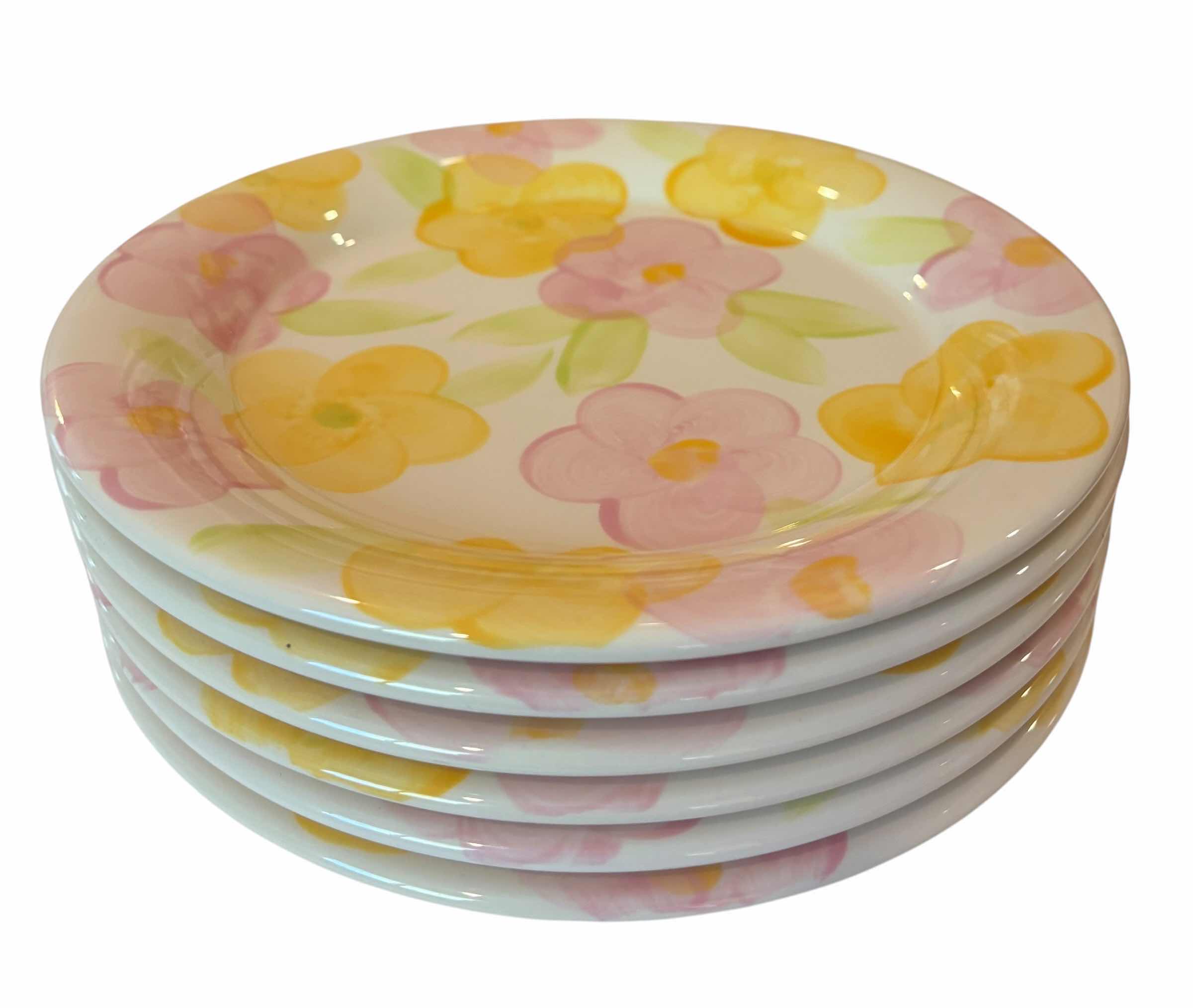 Photo 1 of FRANCISCAN EARTHENWARE FLOWER PLATES 9”D (6) $50