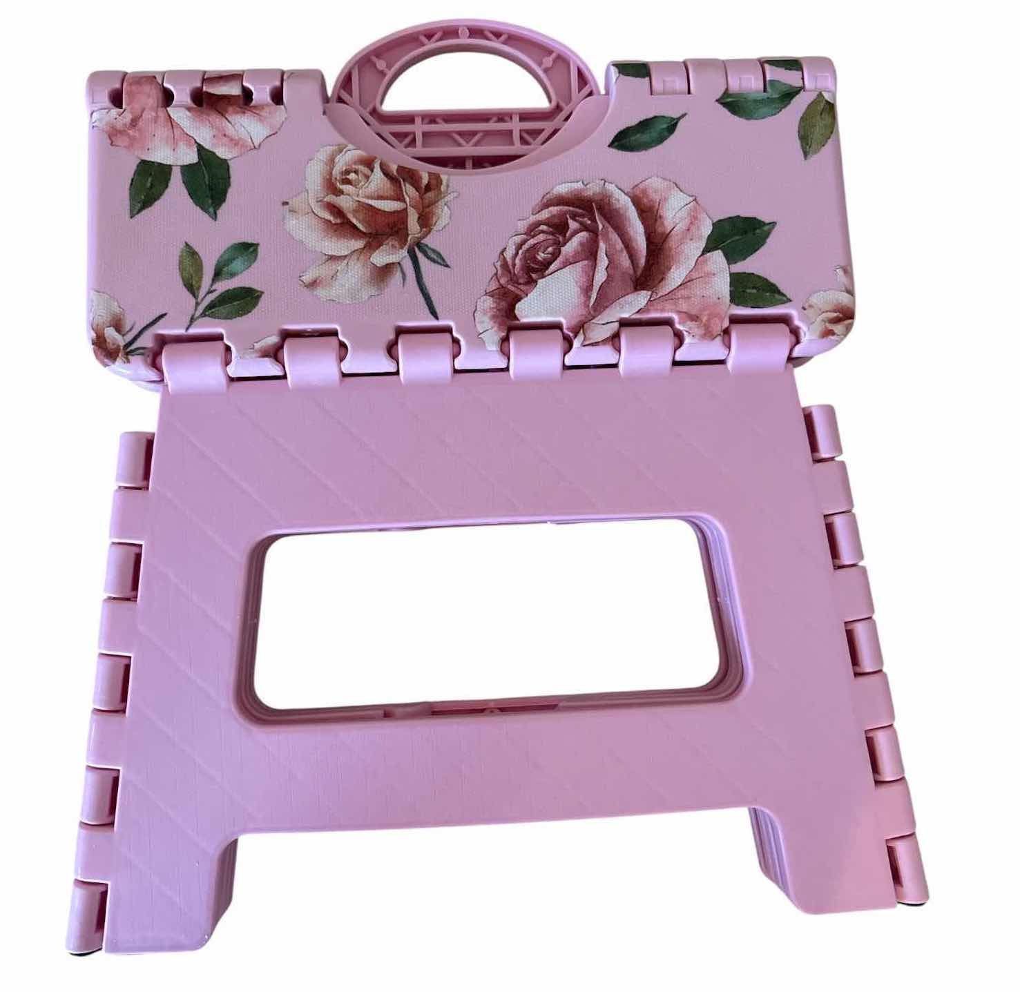 Photo 1 of IMPROVEMENTS PINK FLORAL FOLDABLE STEP STOOL H9” $29
