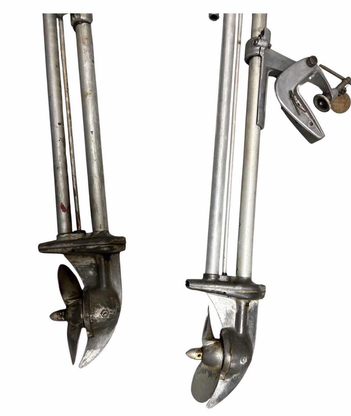 Photo 1 of 2-PCS VINTAGE GAS OUTBOARD BOAT MOTORS – SMALL MARINE ENGINES – AS-IS MODEL 4264 & 4263 H29.5” $70