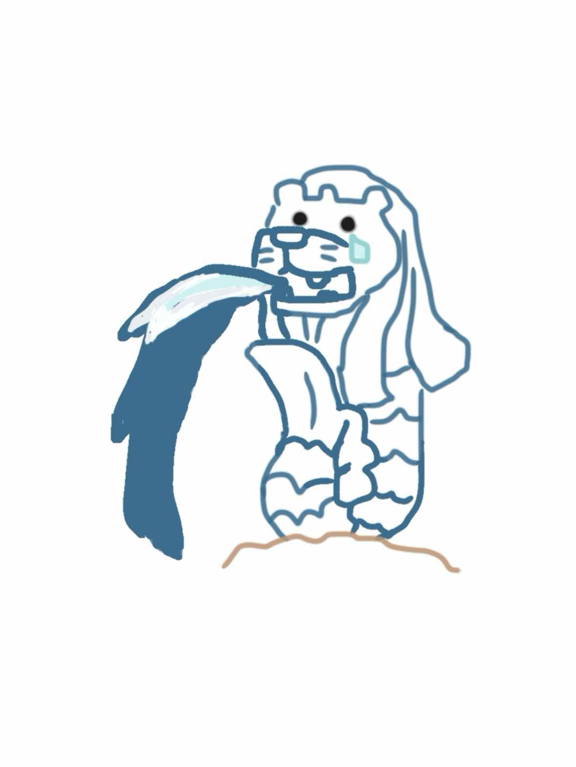 欠けたマーライオン