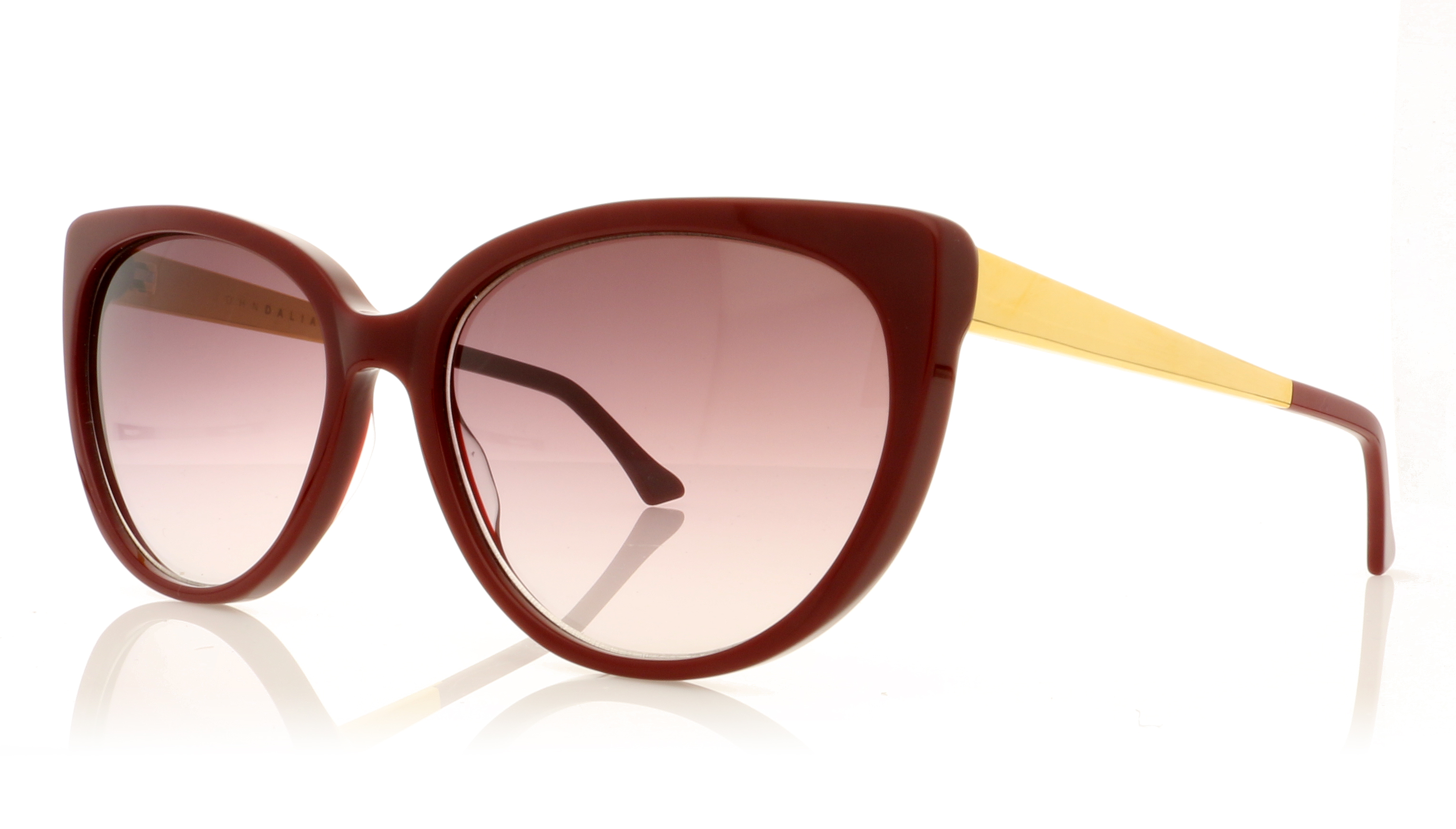 John Dalia INGRID B Burgundy/24K Gold/Grad Grey Lenses C15 Sunglasses