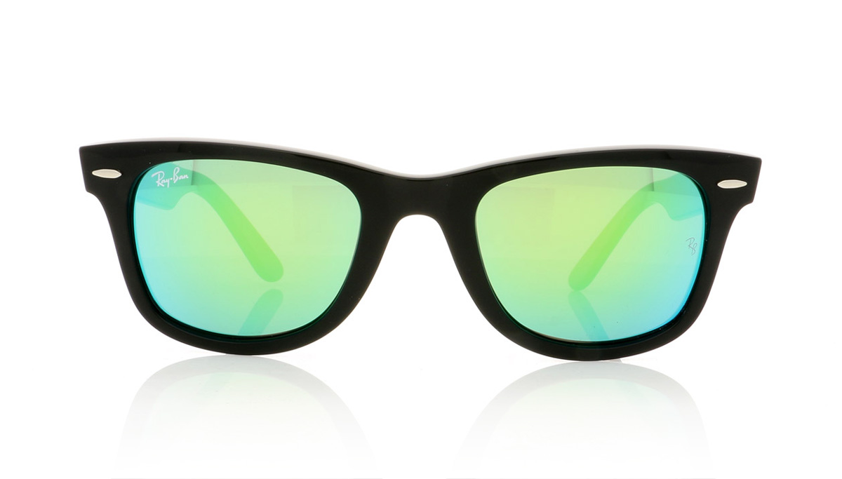 Ray-Ban Wayfarer 0RB2140 Black/Gry Mirror Grn 117519 Sunglasses