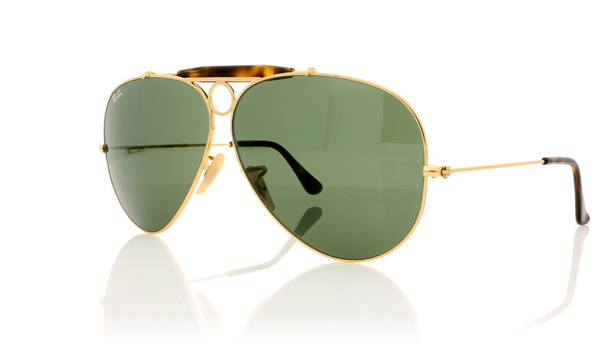Ray-Ban Shooter 0RB3138 Gold/Green Lenses 181 Sunglasses