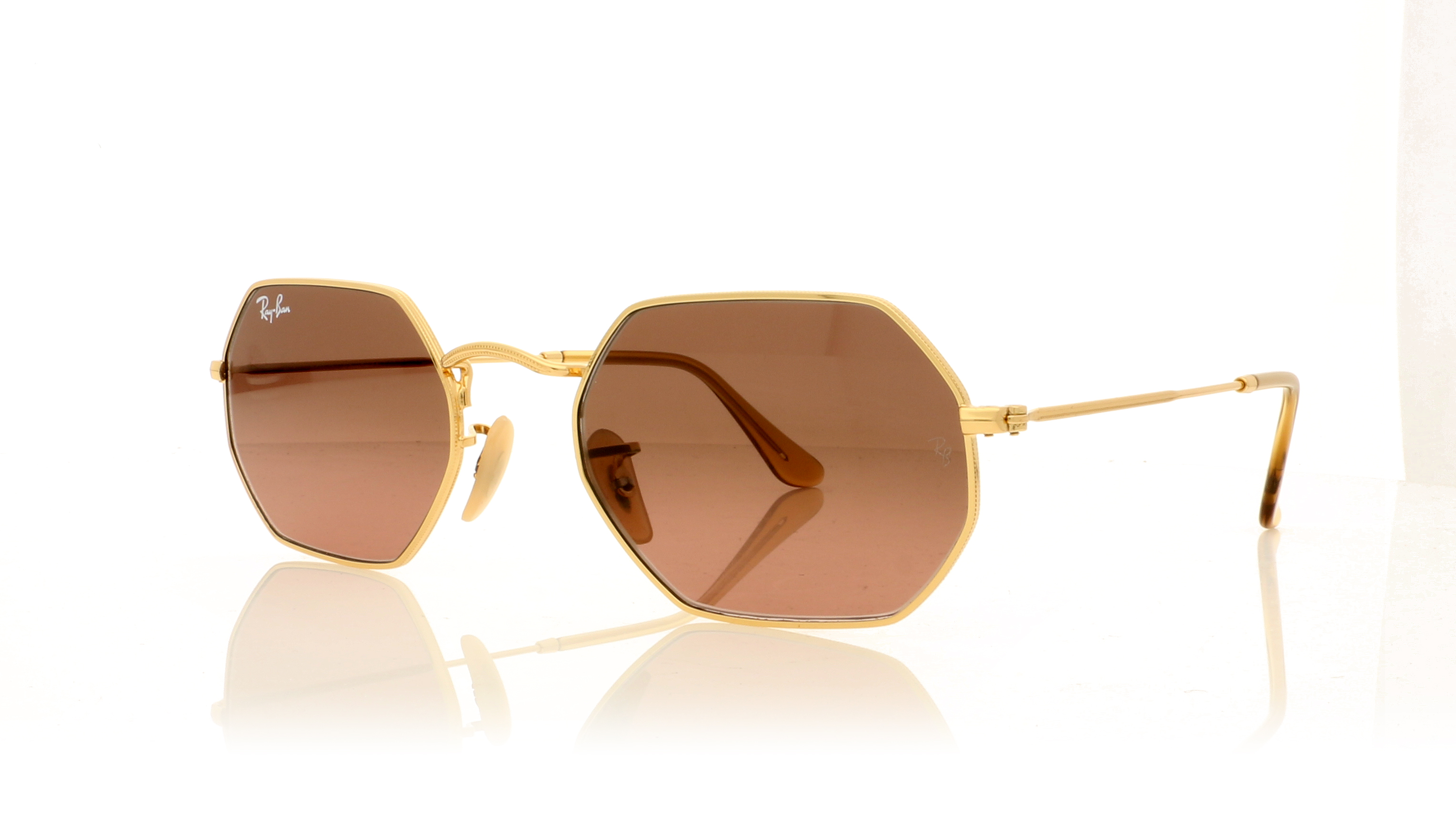 Ray-Ban Octagonal RB3556N Gold/Graduated Brown Lenses 912443 Sunglasses