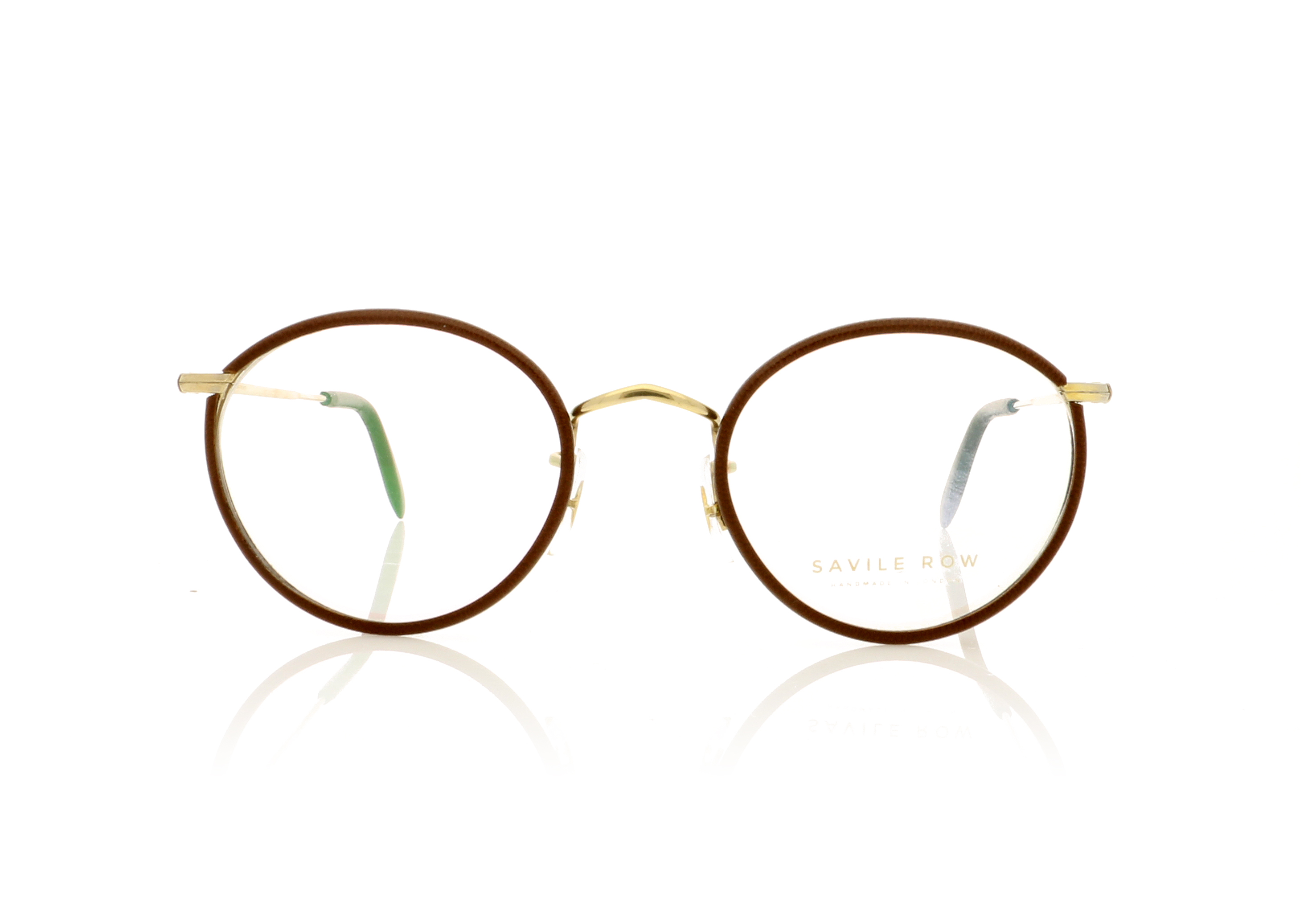 Savile Row Panto Brown/Gold Leather Glasses