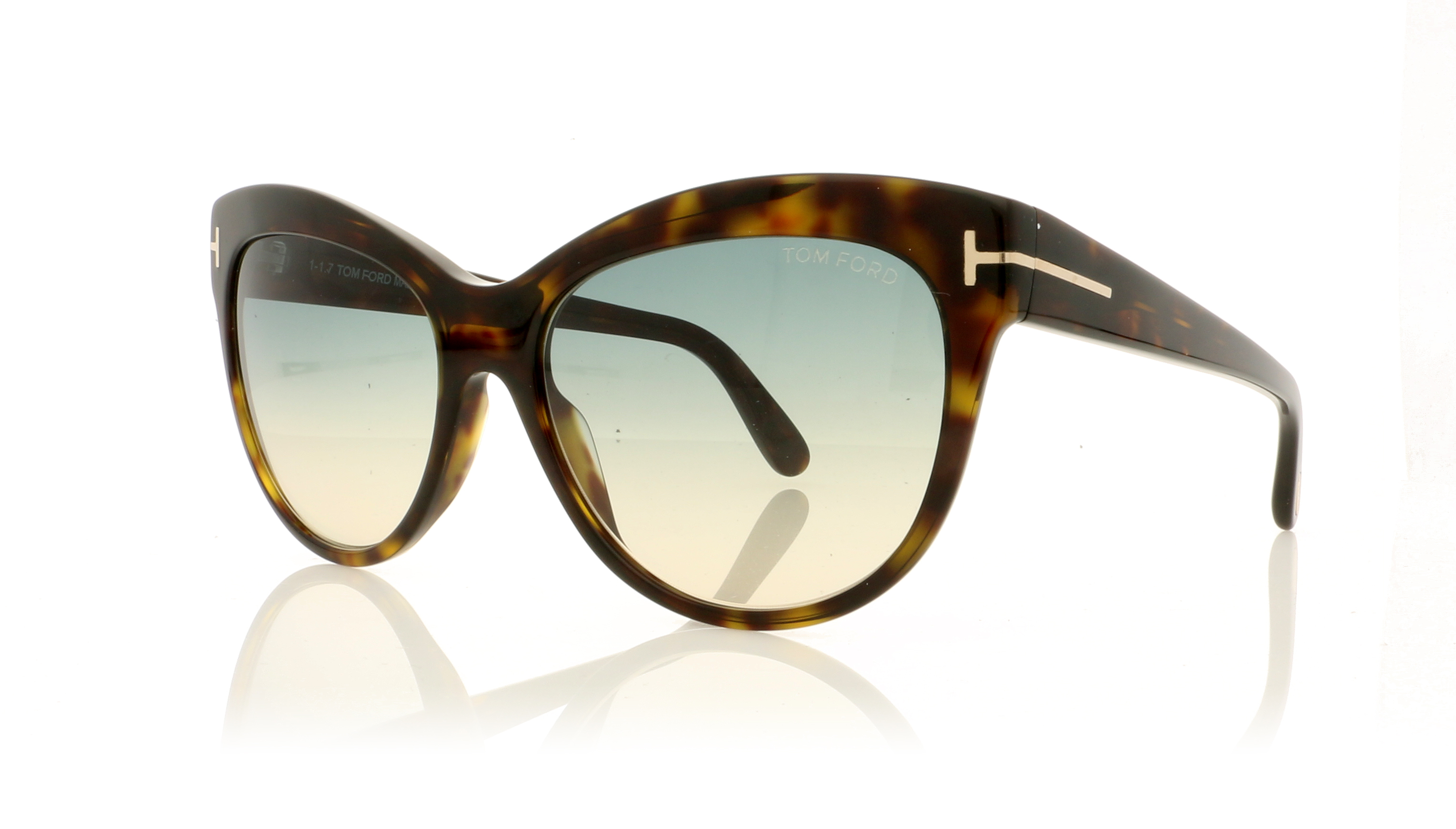 Tom Ford Lily TF430 Dark Havana / Gradient Green 52P Sunglasses