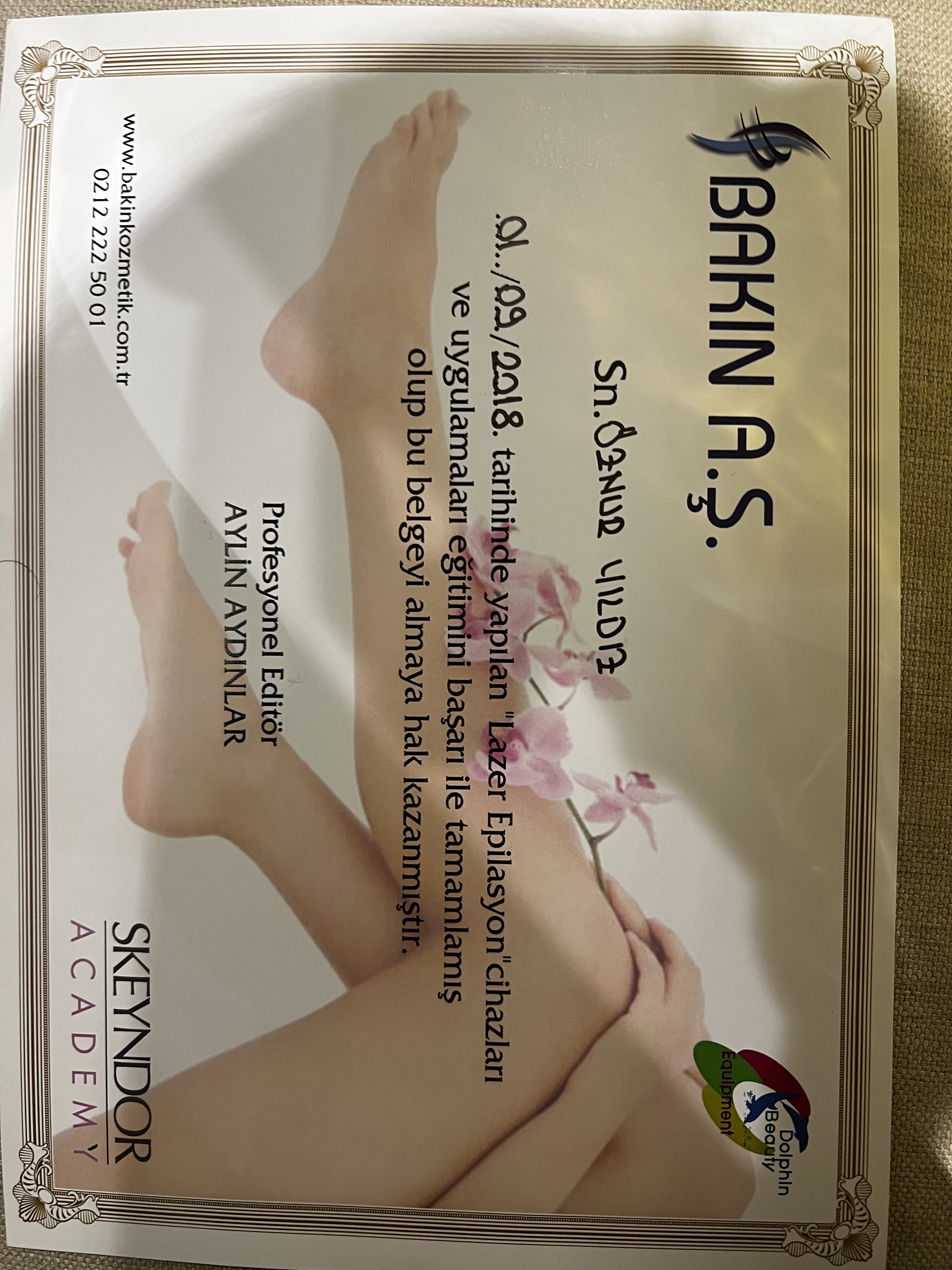 Zeyda öznur sertifikası