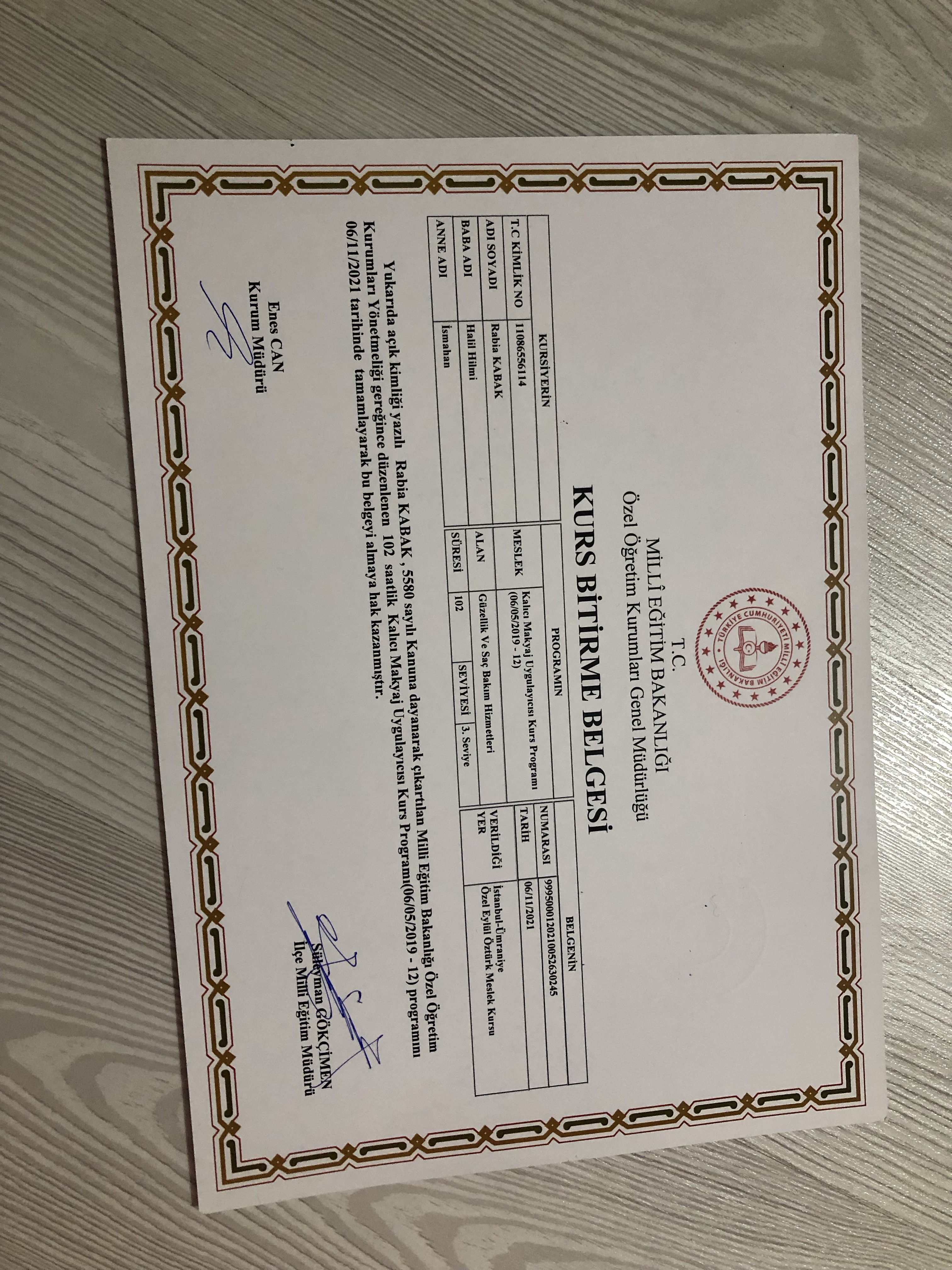 Rabia sertifikası