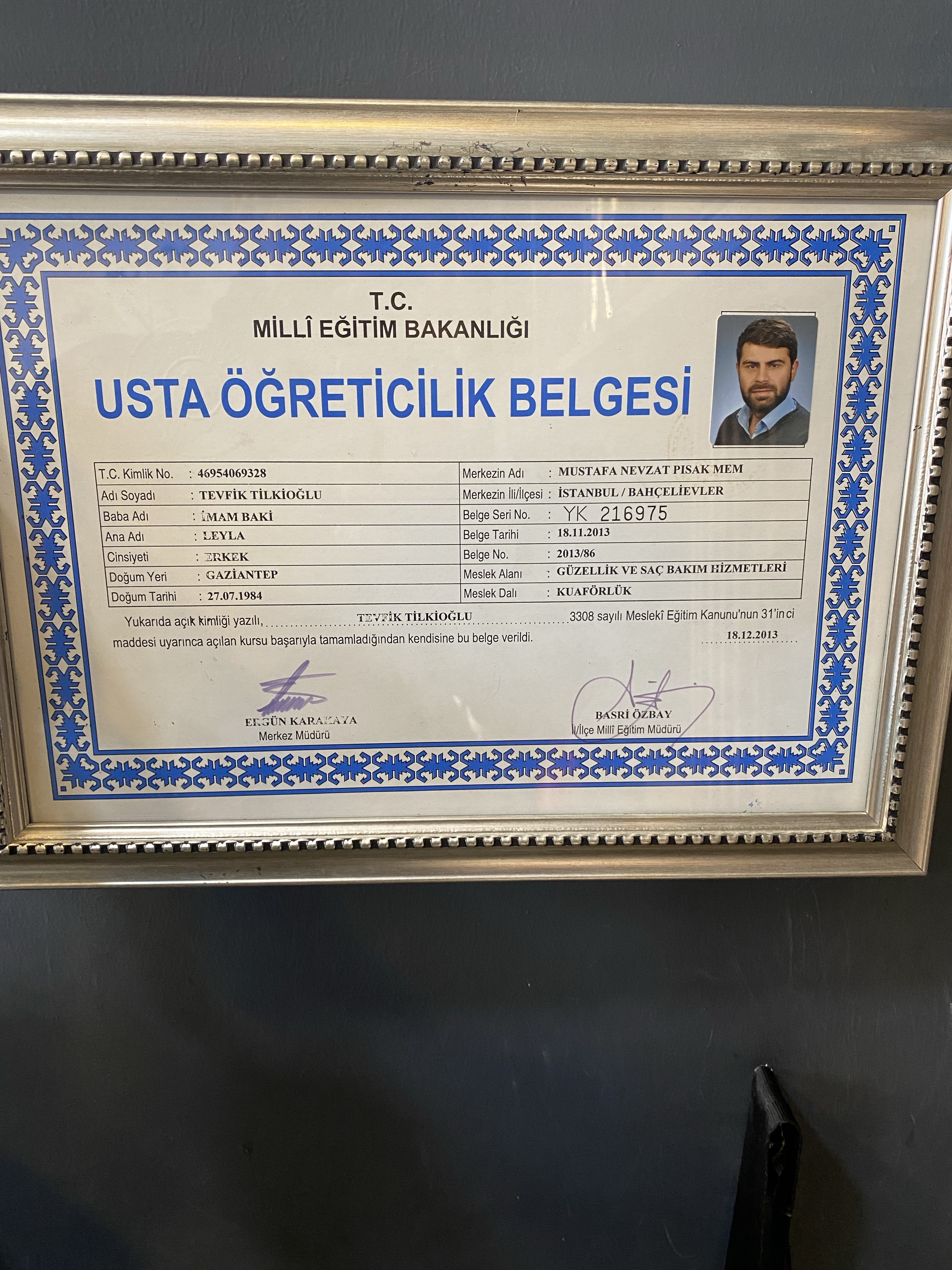 Tevfik sertifikası