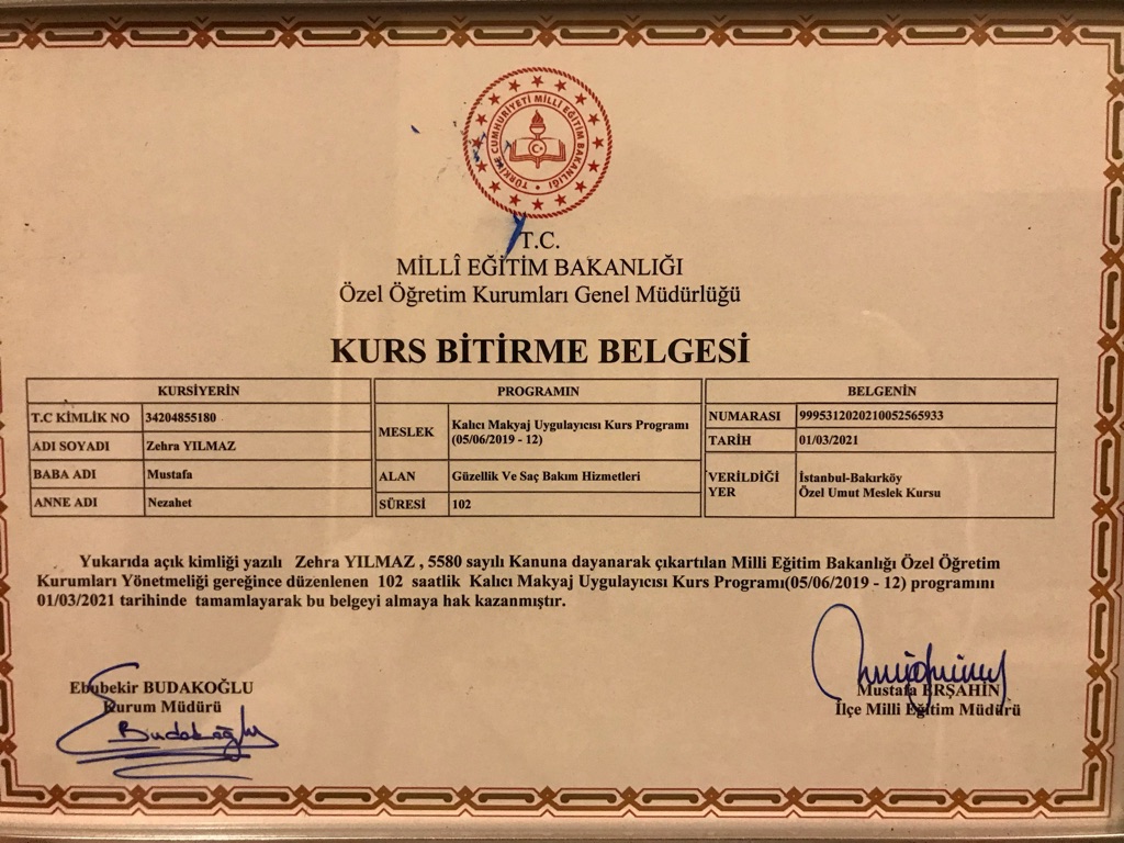 Zehra sertifikası
