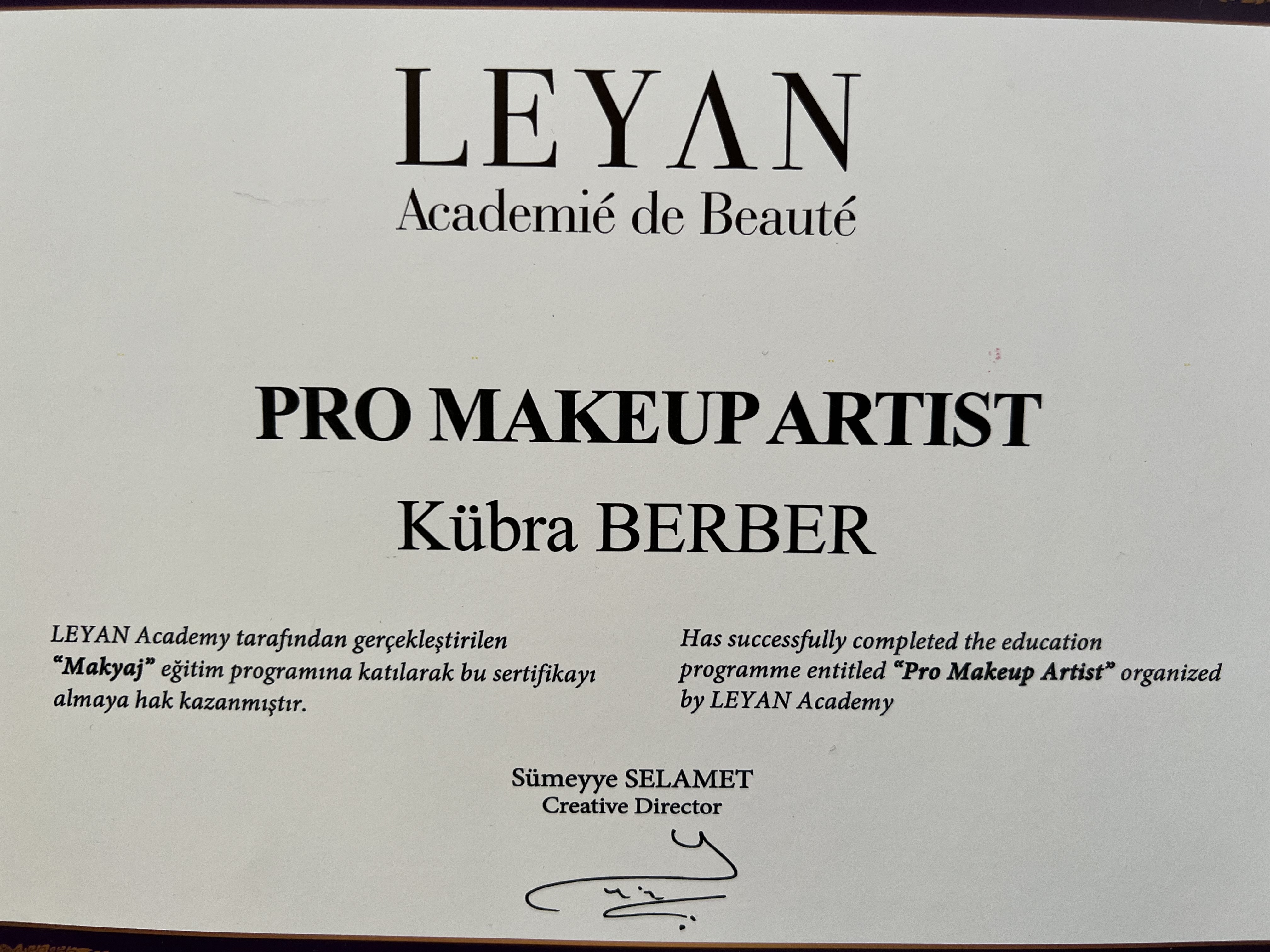 Asya Kübra sertifikası