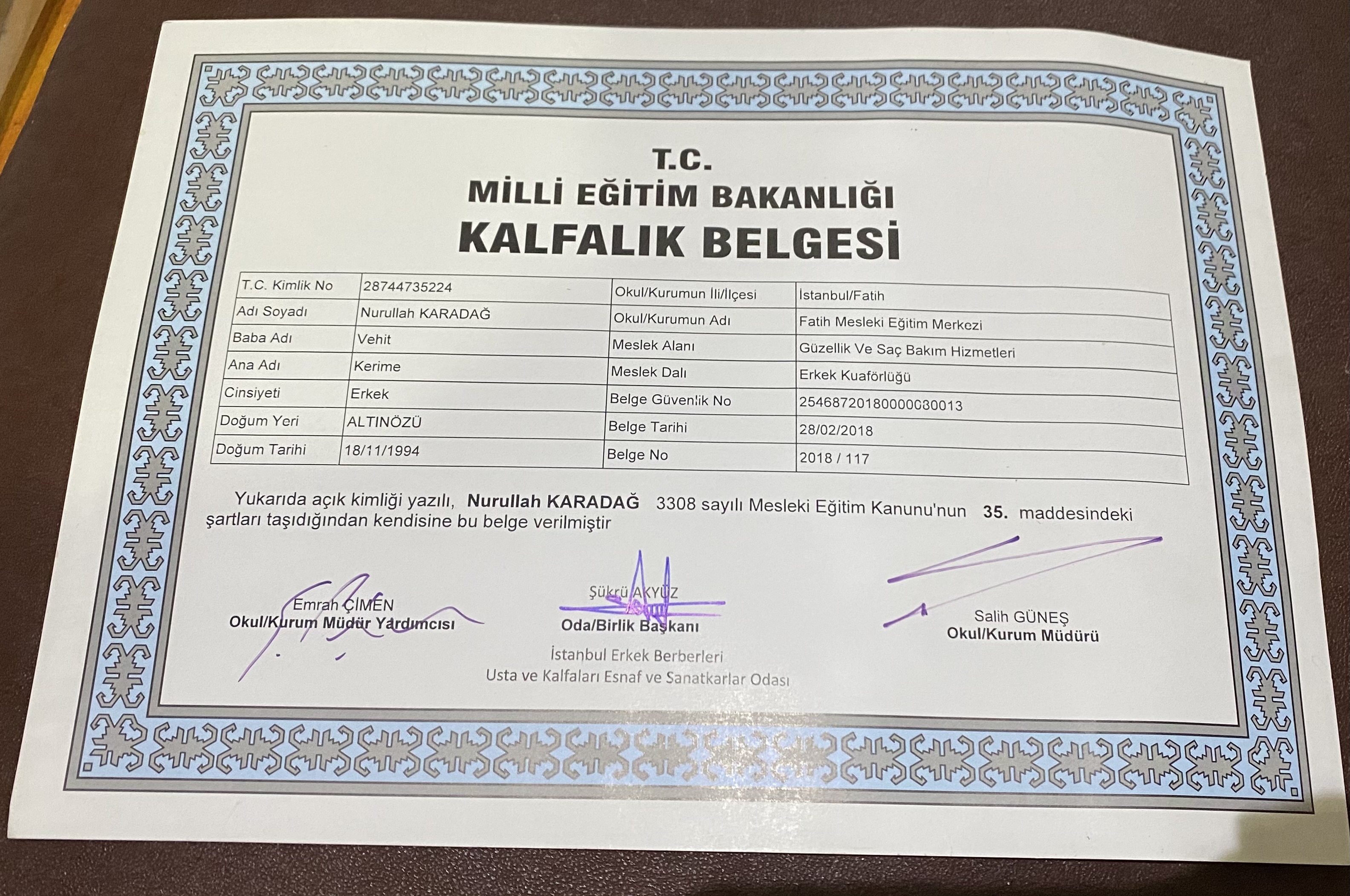 Nurullah sertifikası