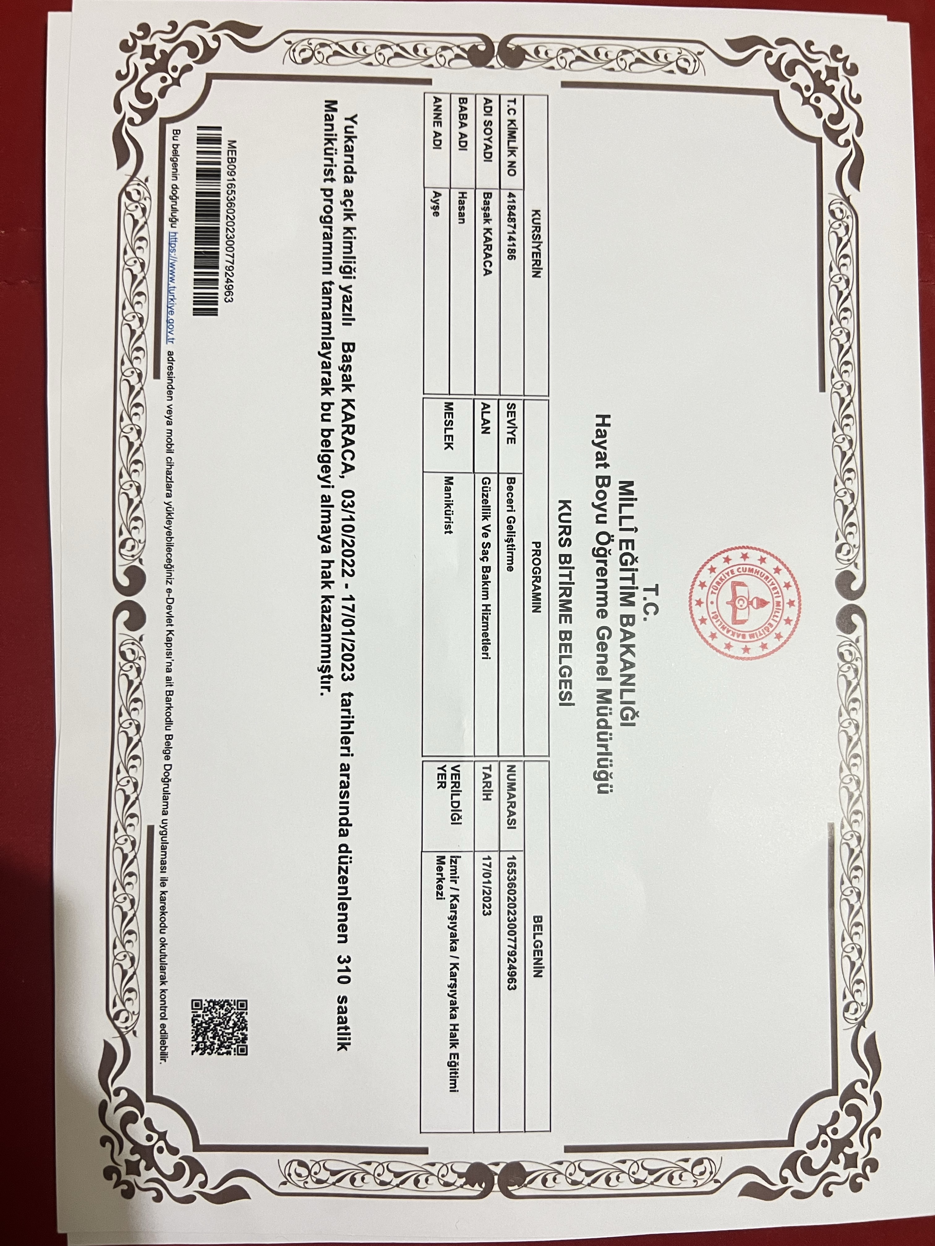 Başak sertifikası