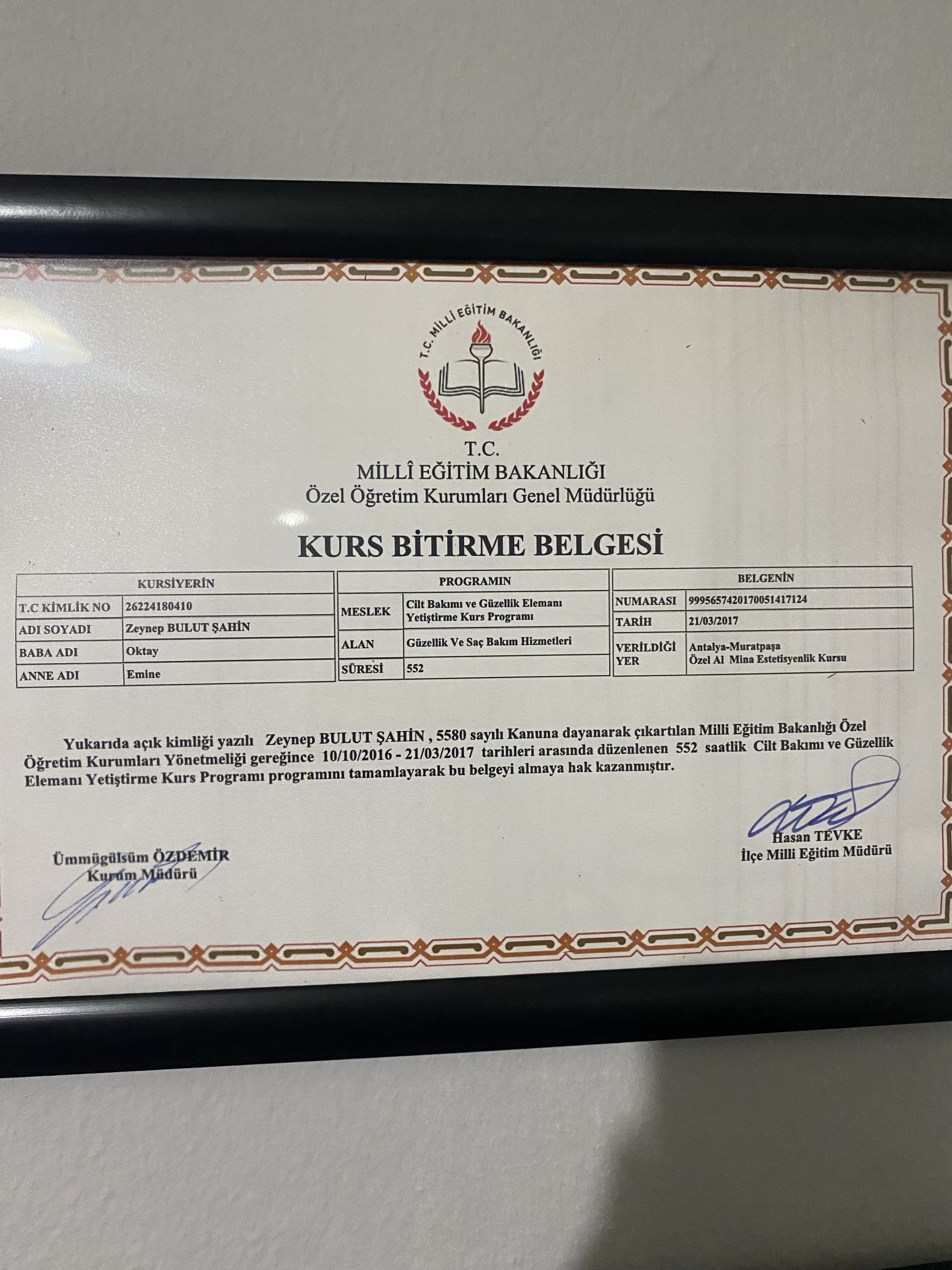 Zeynep sertifikası