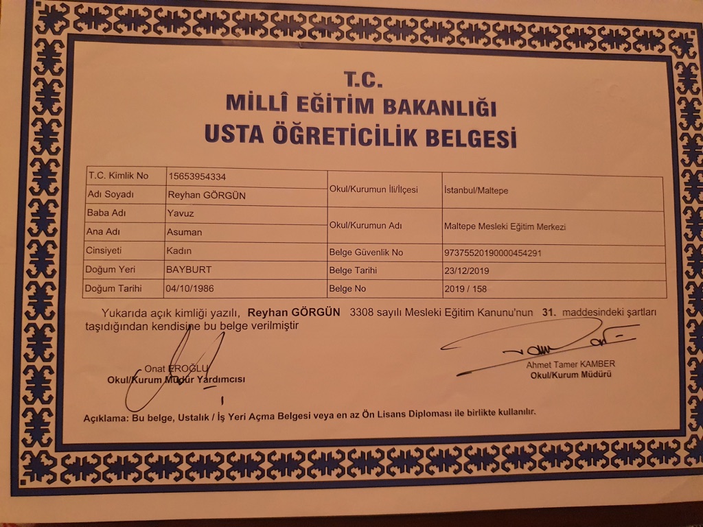Reyhan sertifikası