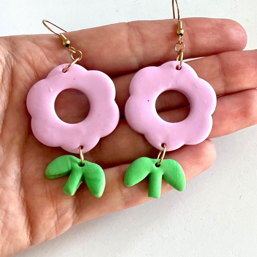 Kolczyki kwiatki handmade glina polimerowa
