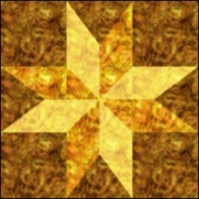 Eight pointed star - Yellow And Brown Batik quilt design